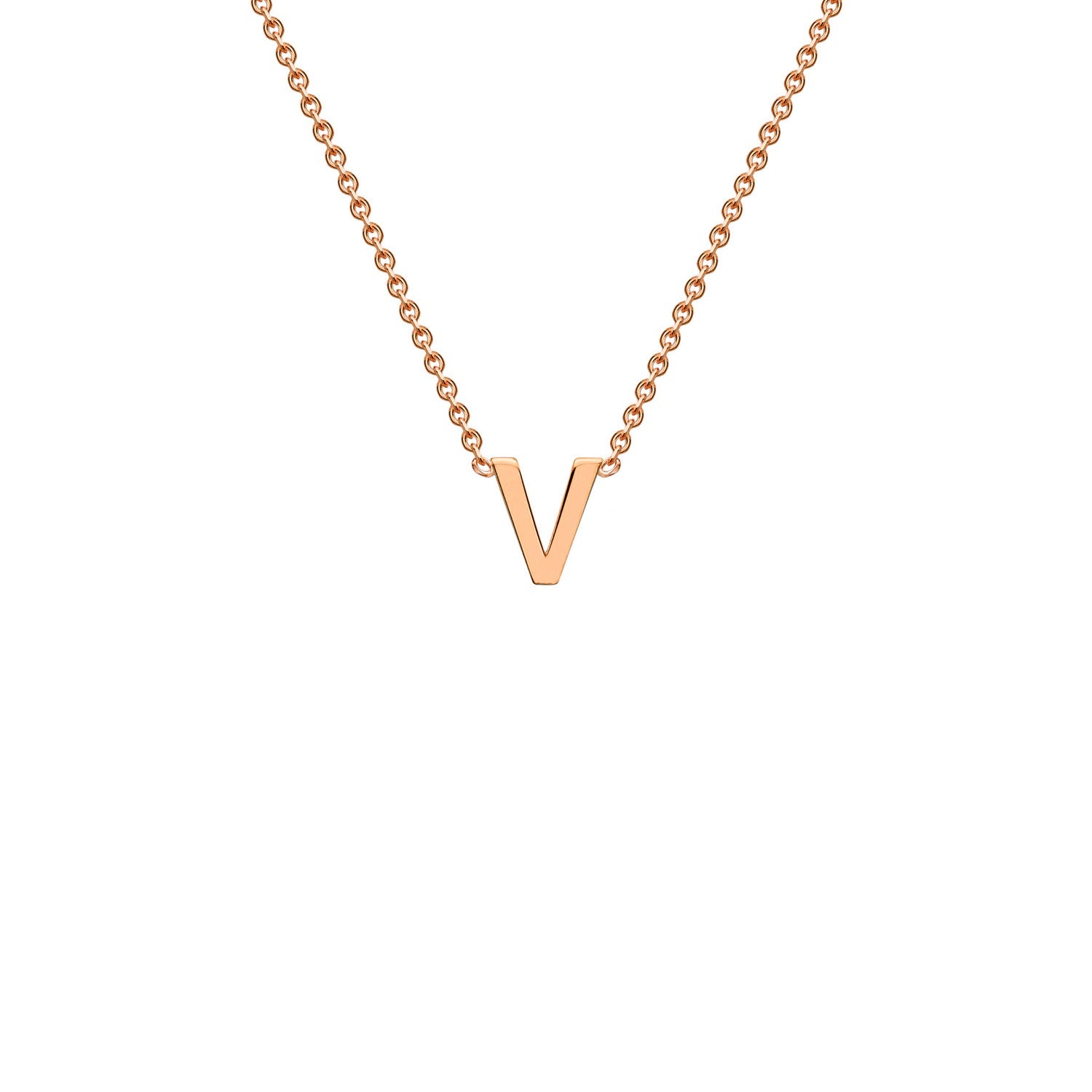 9k Solid Rose Gold Initial Necklace