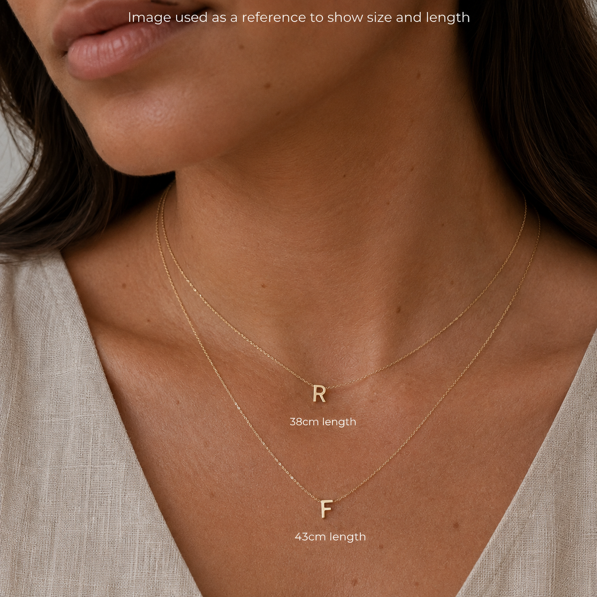 9k Solid White Gold Initial Necklace