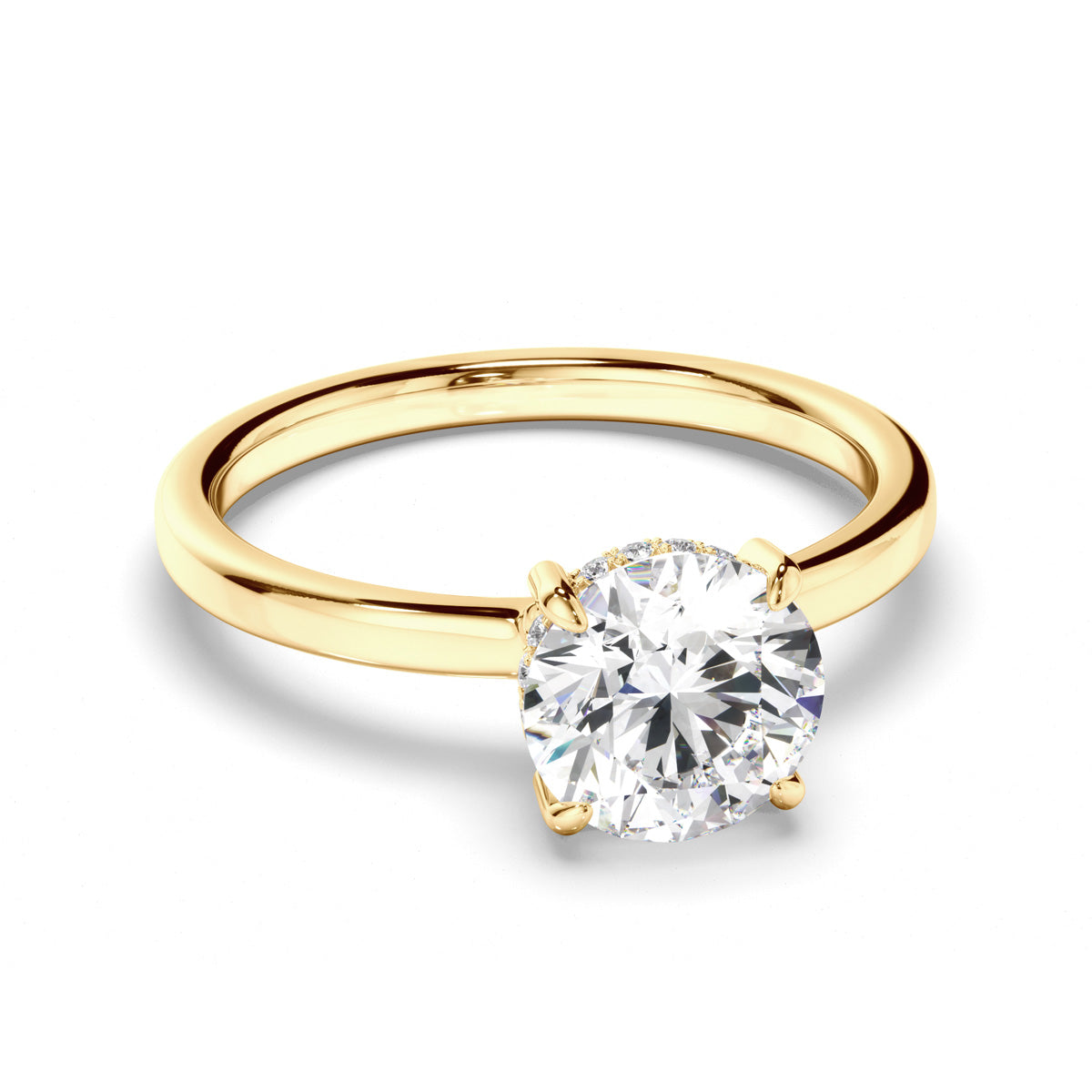 Round Brilliant Cut Diamond Hidden Halo Engagement Ring