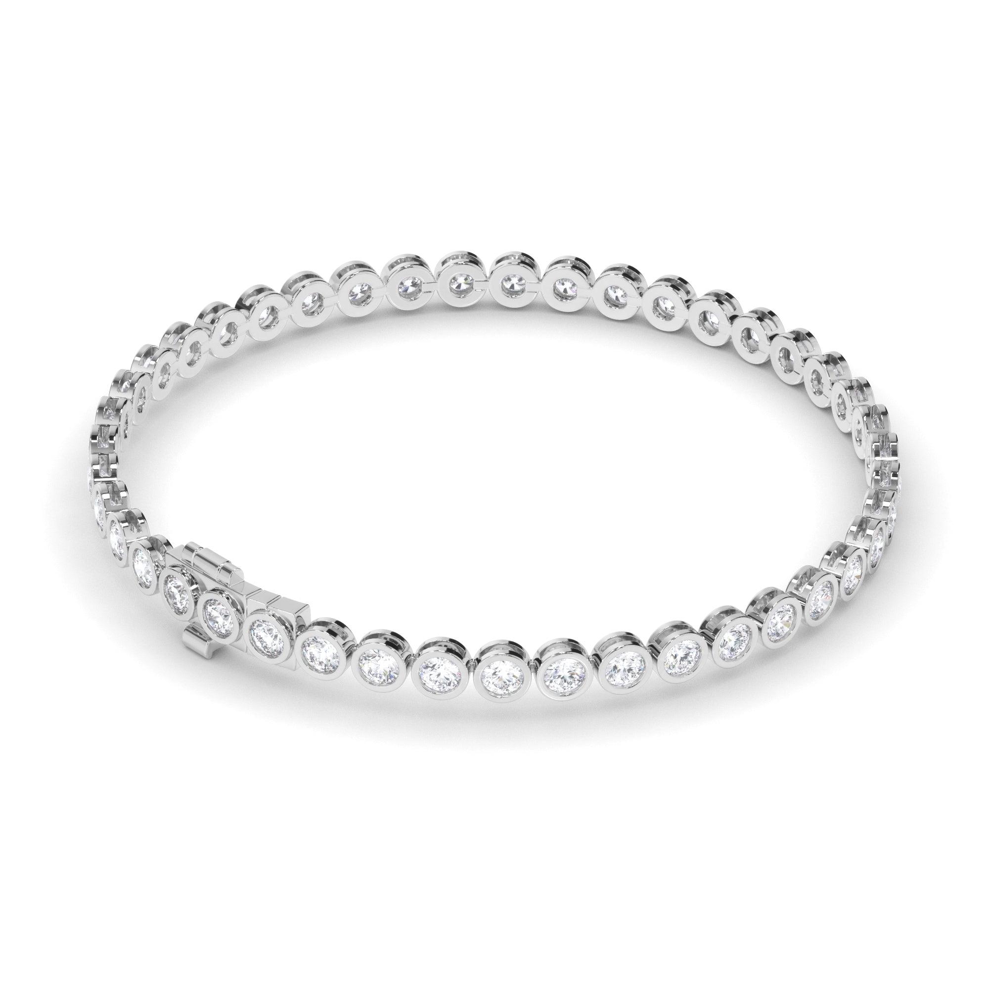 Round Brilliant Cut Laboratory Grown Diamond Bezel Set Tennis Bracelet