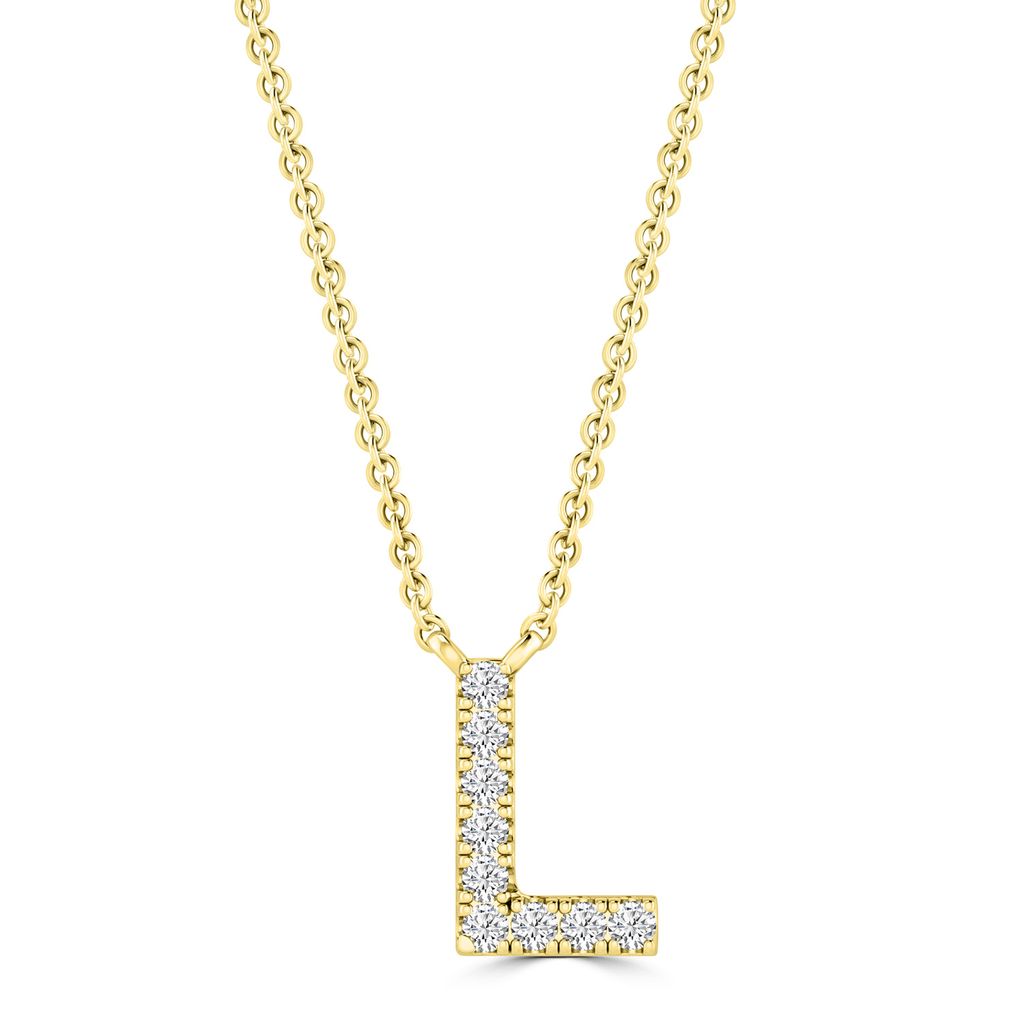 9k Solid Yellow Gold Diamond Initial Necklace