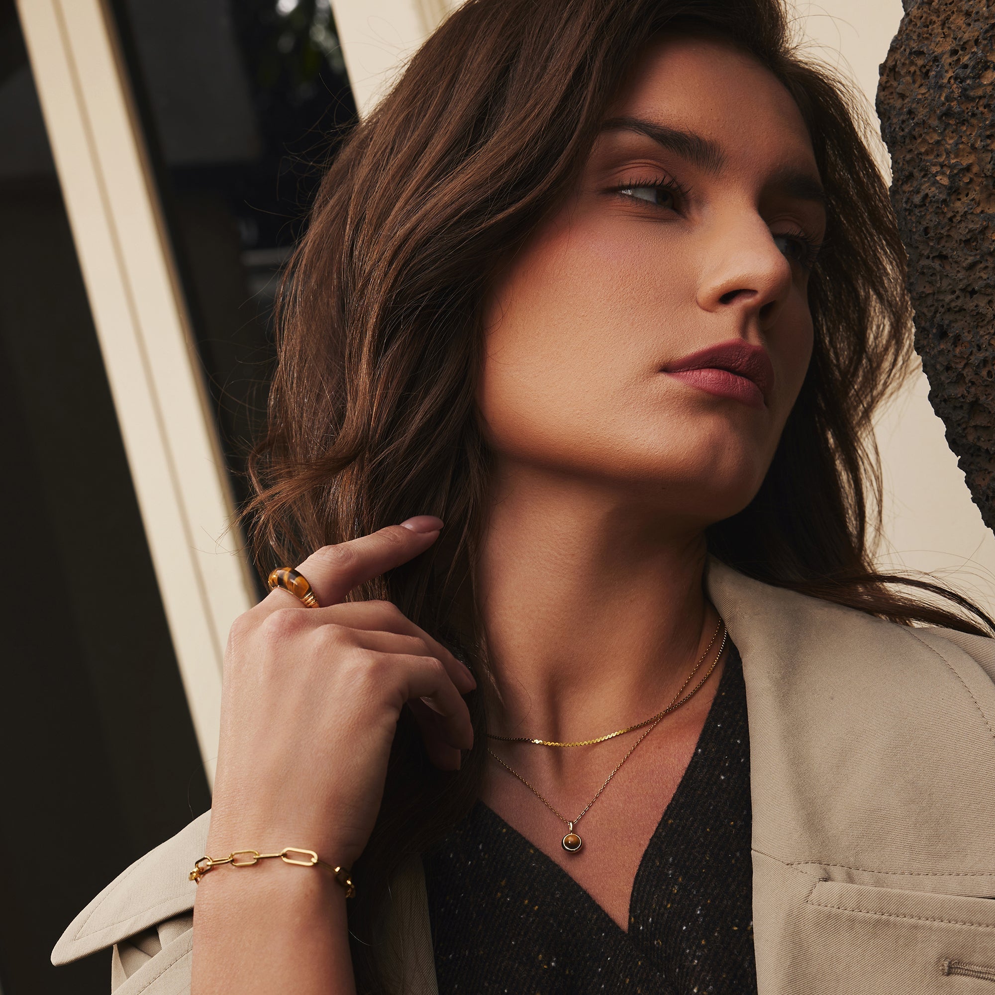 Ania Haie Gold Tiger Eye Pendant Necklace
