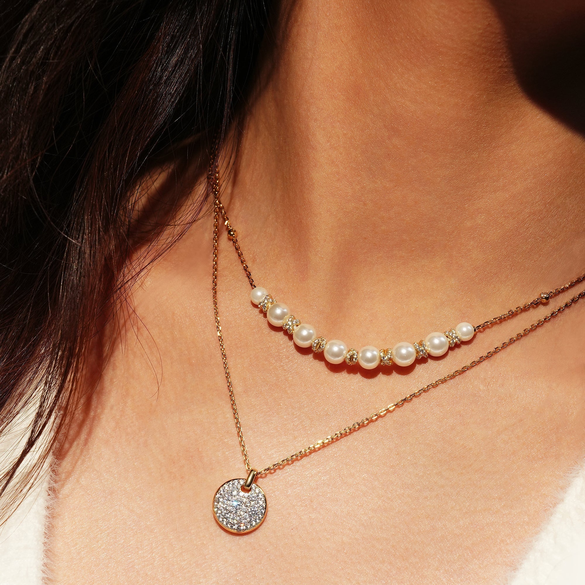 Ania Haie Gold Sparkling Braided Shell Pearl Necklace