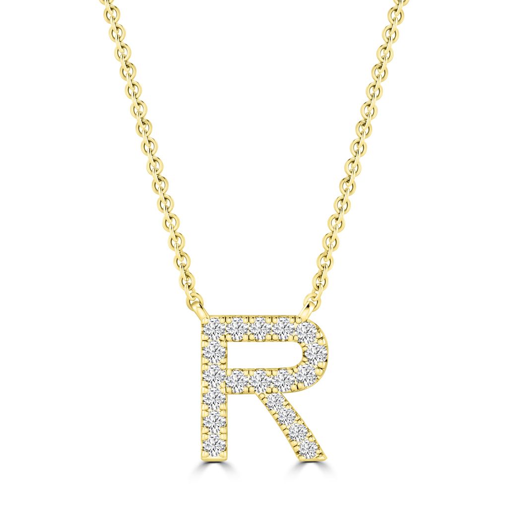 9k Solid Yellow Gold Diamond Initial Necklace