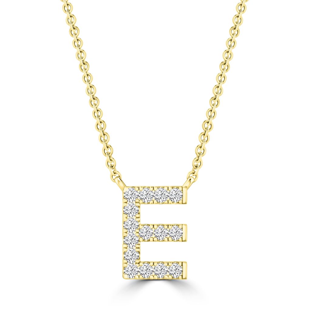 9k Solid Yellow Gold Diamond Initial Necklace
