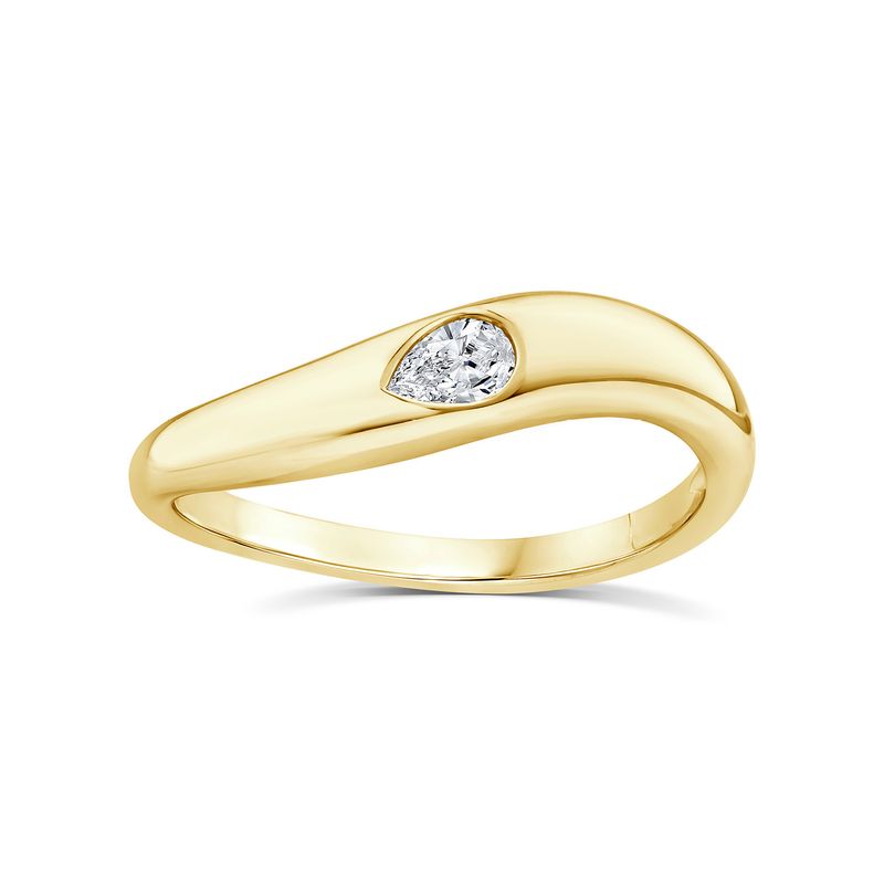 9k Solid Gold Pear Wave Ring