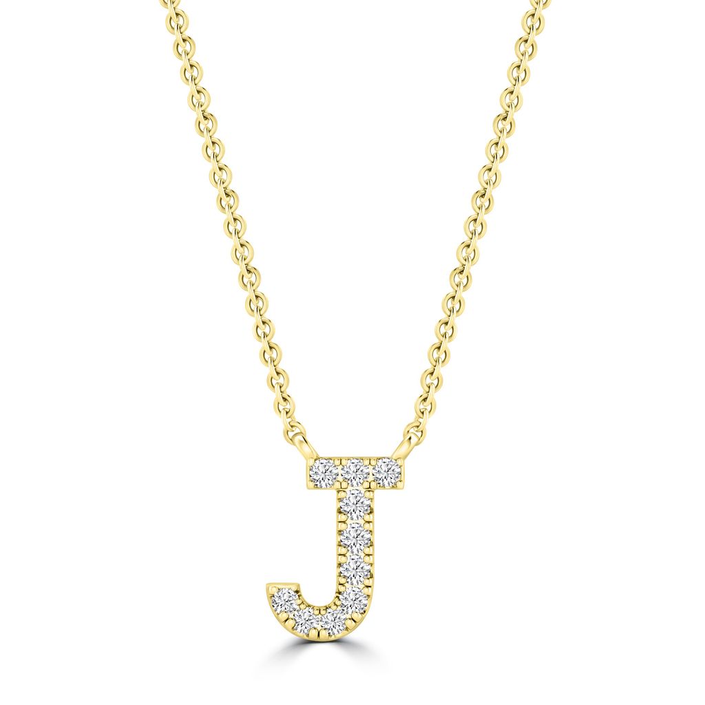 9k Solid Yellow Gold Diamond Initial Necklace