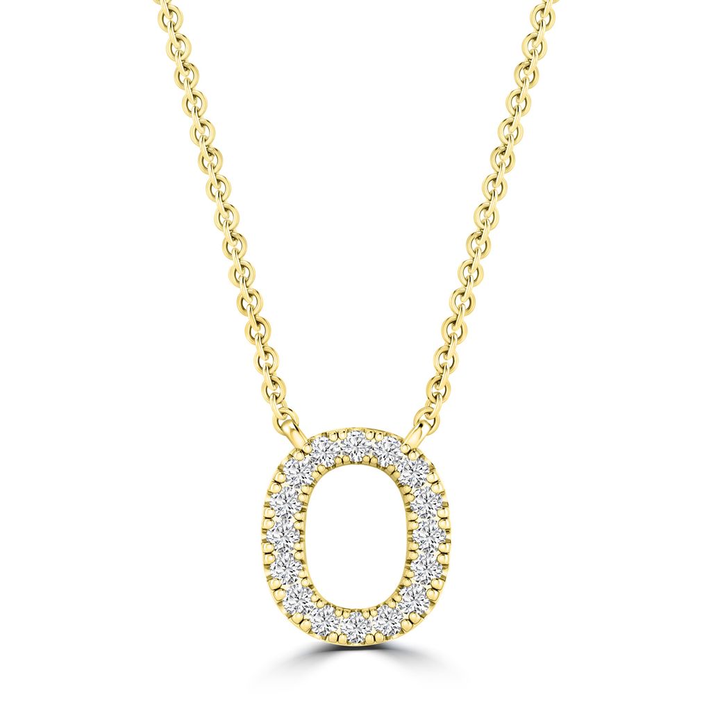 9k Solid Yellow Gold Diamond Initial Necklace
