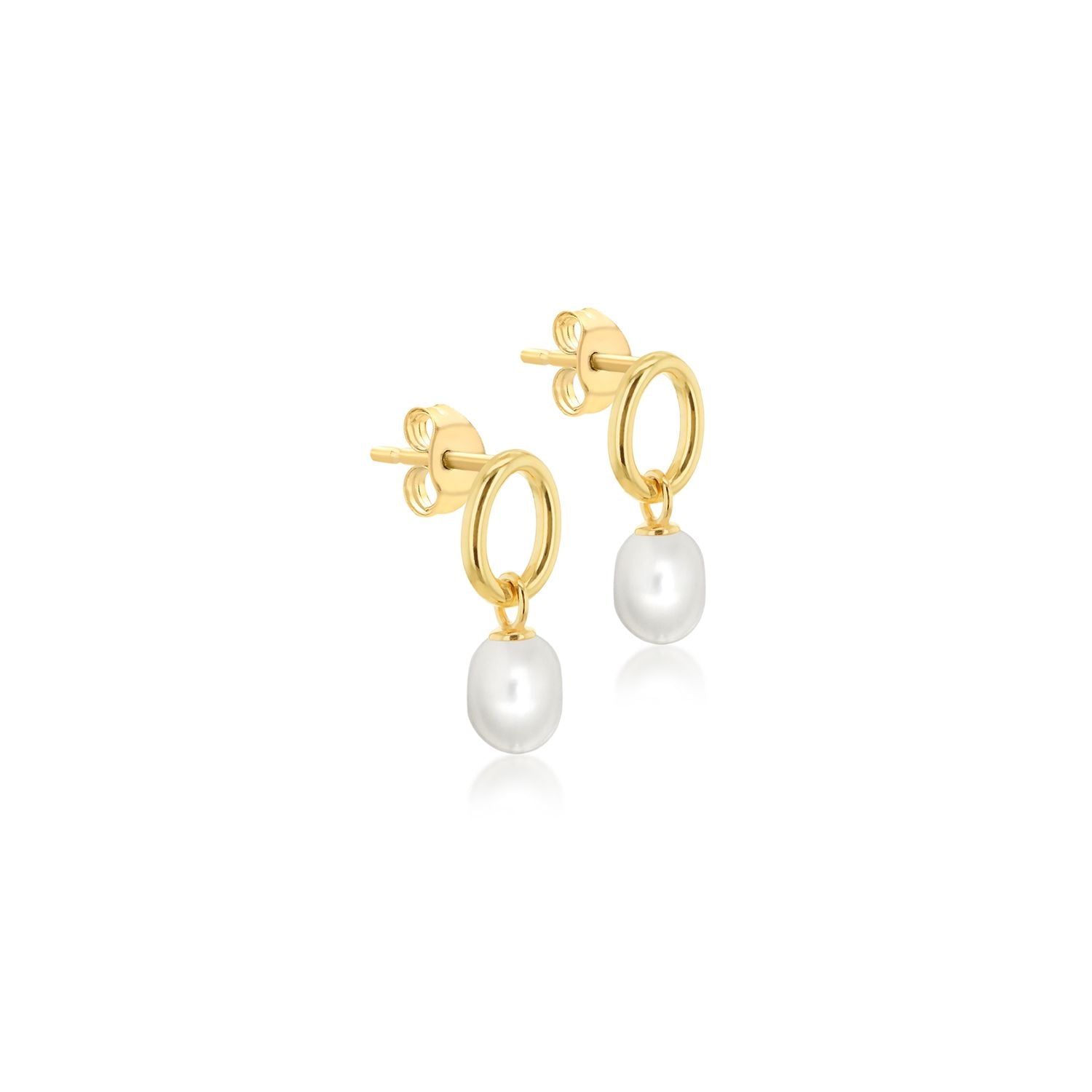 9k Solid Gold Pearl Drop Earrings
