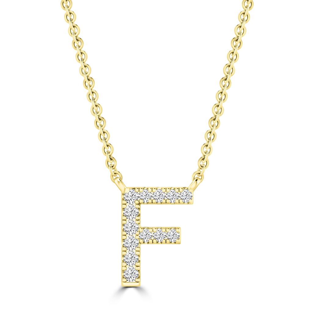9k Solid Yellow Gold Diamond Initial Necklace