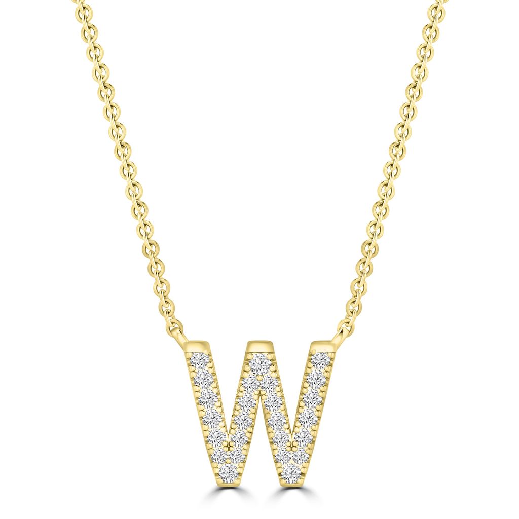 9k Solid Yellow Gold Diamond Initial Necklace