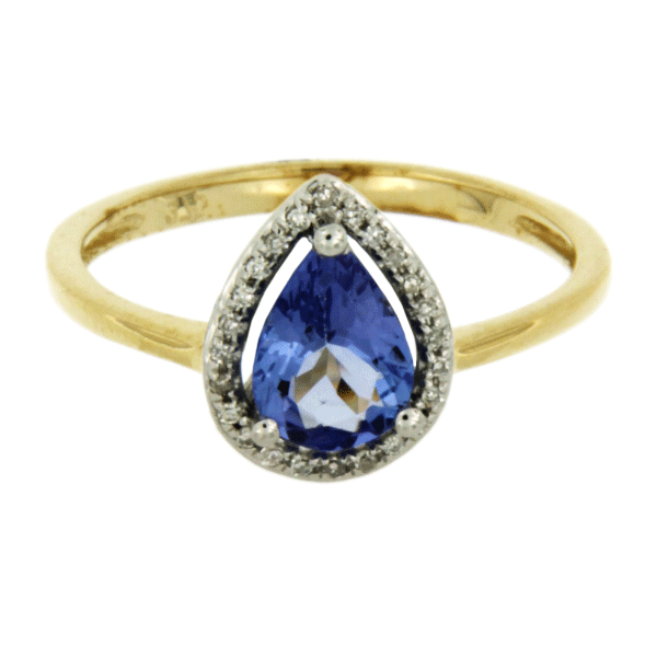9k Solid Gold Tanzanite Diamond Ring