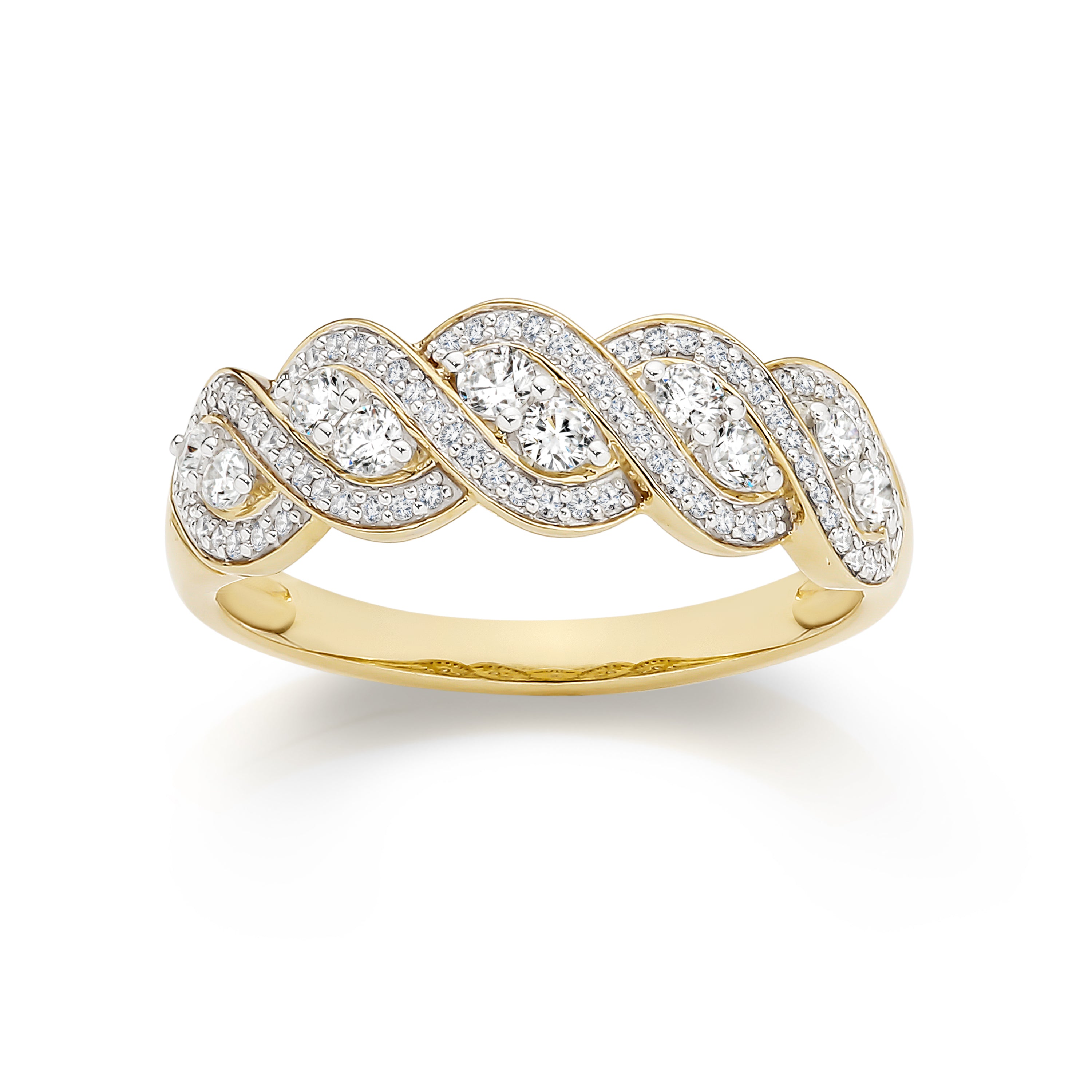 9k Solid Gold Diamond Twist Ring