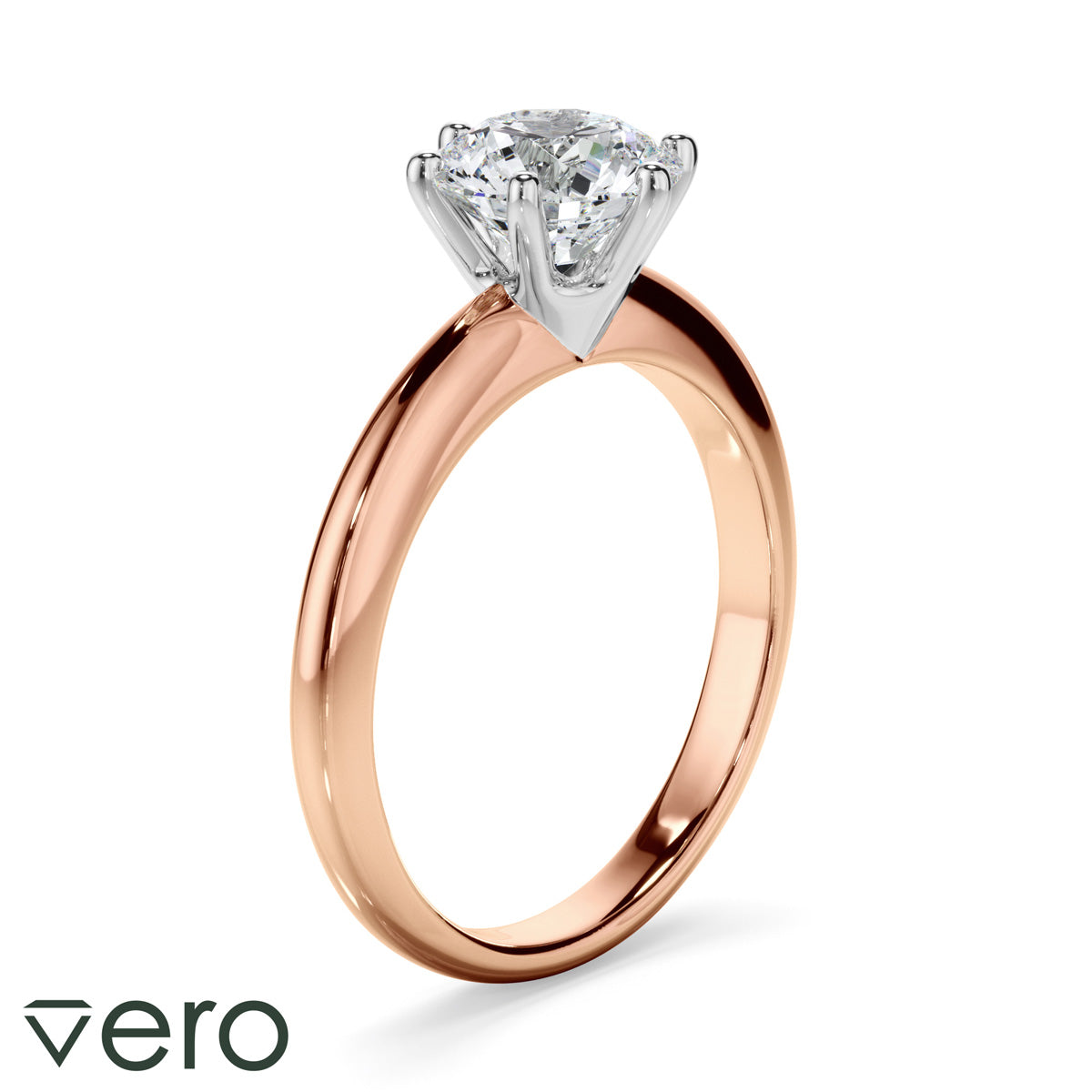 1ct Round Brilliant Cut Lab Grown Diamond Engagement Ring Set in 18ct Rose Gold