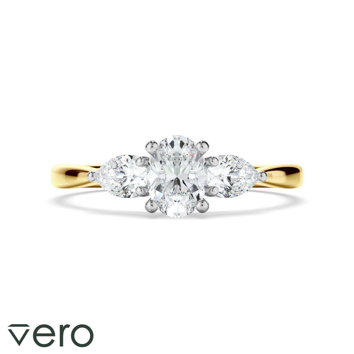 0.85ct Oval Cut Lab Grown Diamond Engagement Ring Set in 18ct Yellow and White Gold