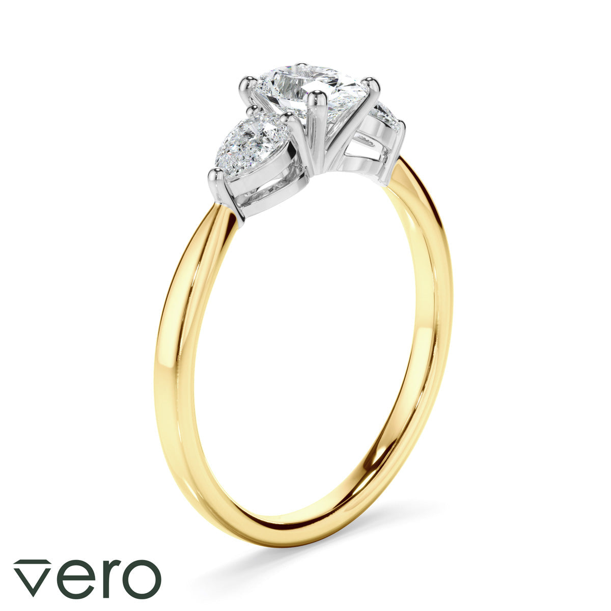 0.85ct Oval Cut Lab Grown Diamond Engagement Ring Set in 18ct Yellow and White Gold