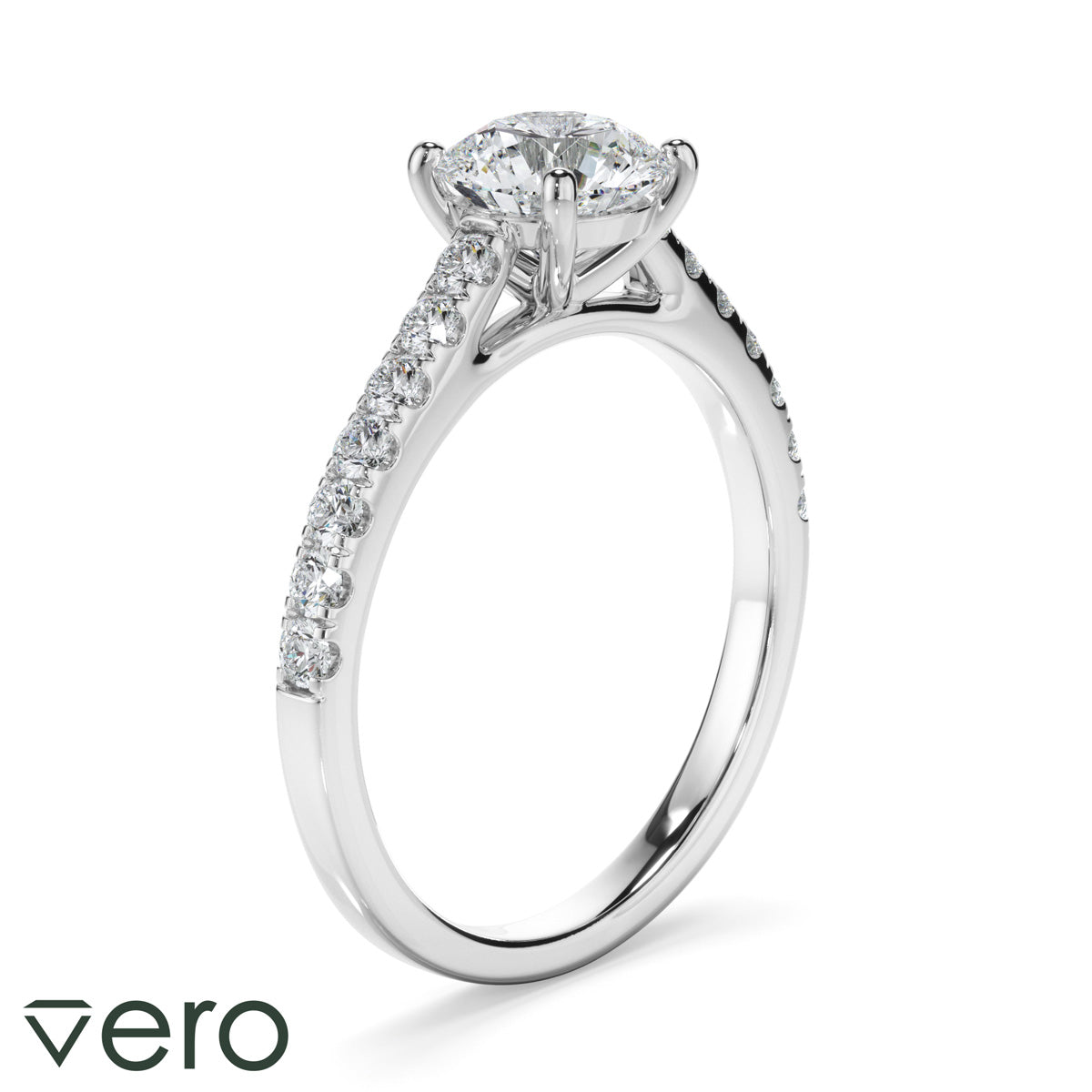 0.85ct Round Brilliant Cut Lab Grown Diamond Engagement Ring Set in 18ct White Gold