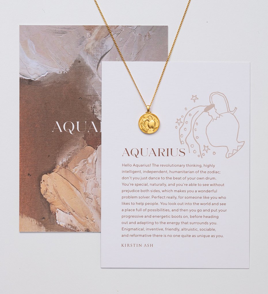KIRSTIN ASH Aquarius Zodiac Necklace Gold