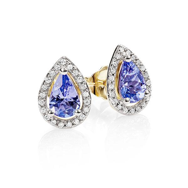 9Ct Gold Tanzanite & Diamond Studs