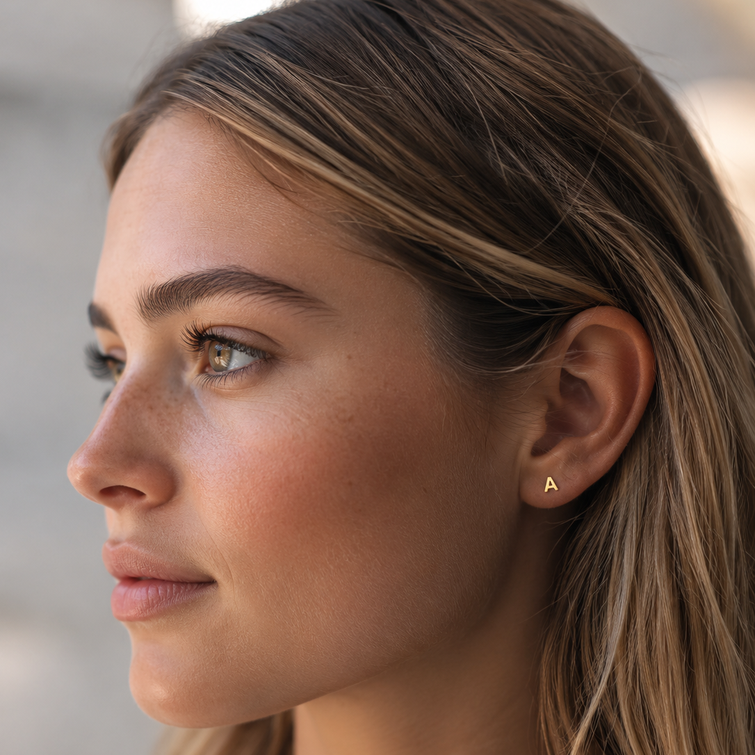 9k Solid Gold Initial Studs