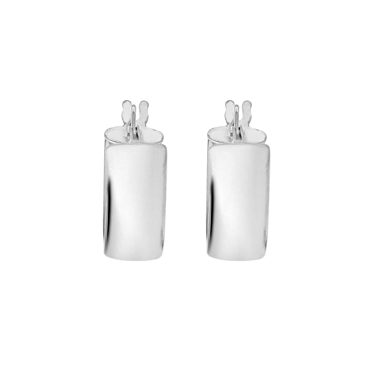 9K White Gold 6mm Band 14mm Creole Earrings
