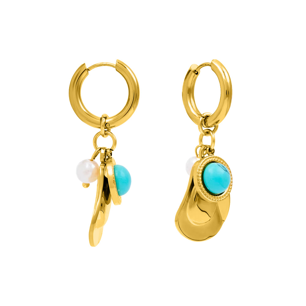 Abstract Tide Drop Earrings Gold