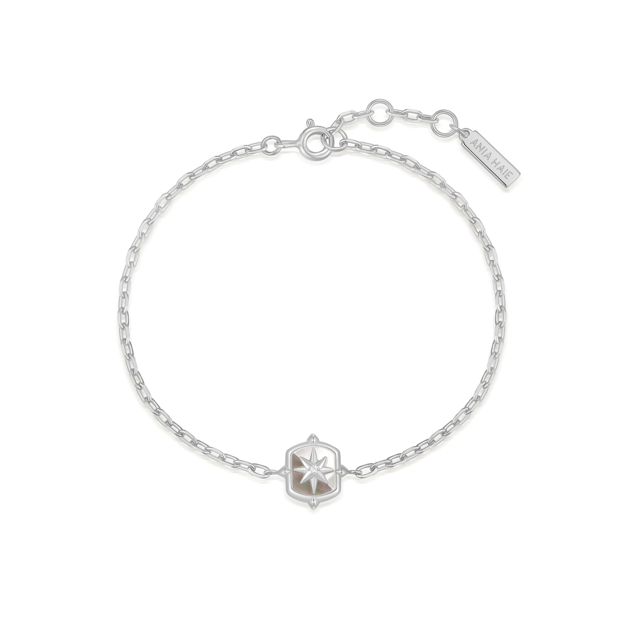 Ania Haie Silver Colour-Block Mother of Pearl Star Bracelet