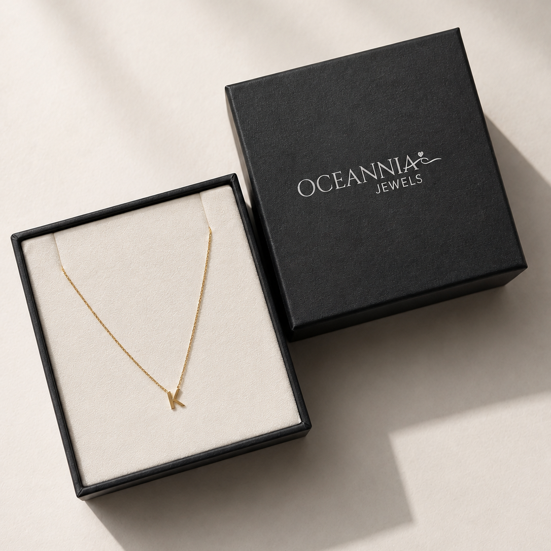 9k Solid Yellow Gold Initial Necklace