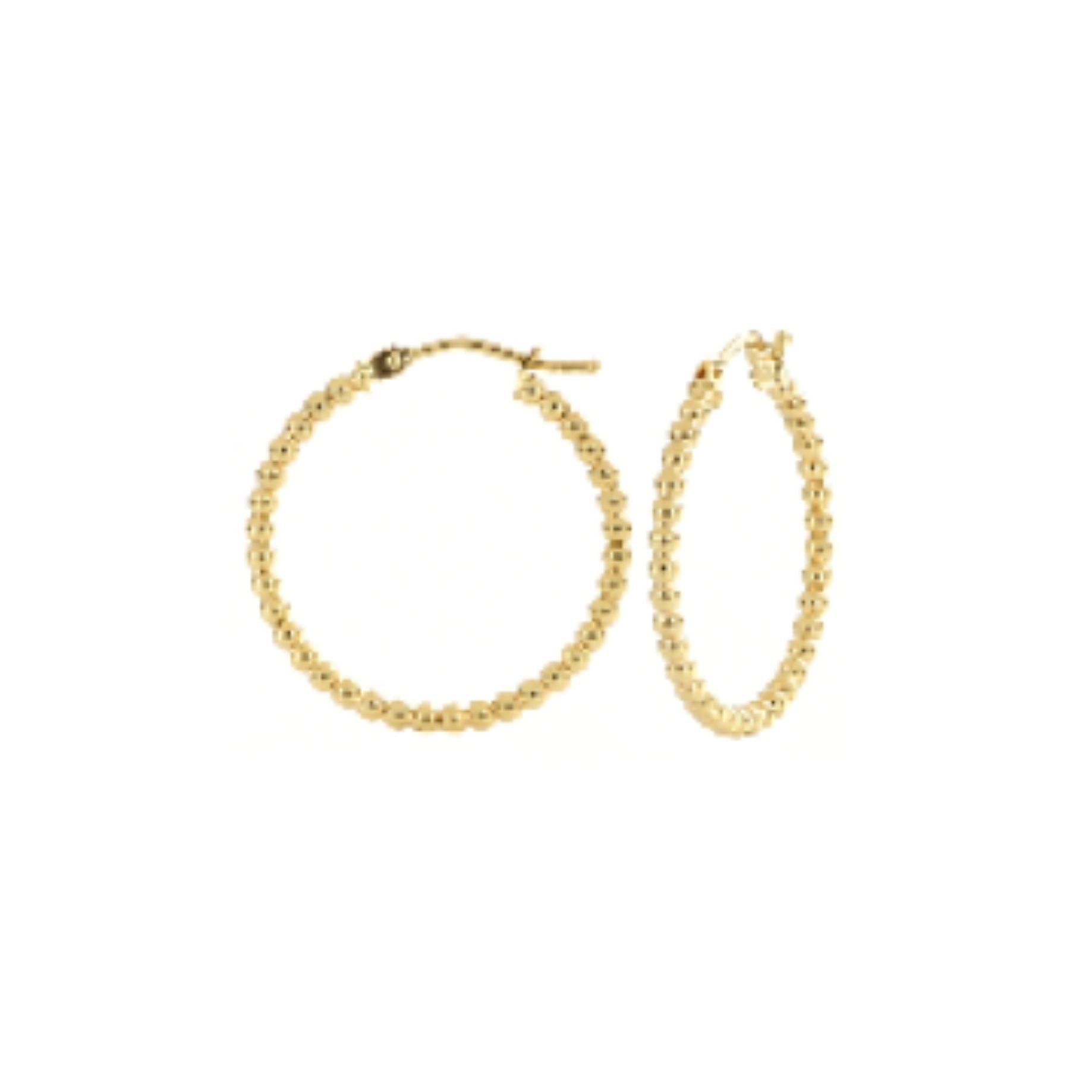9ct Yellow Gold Bead Hoop Earrings