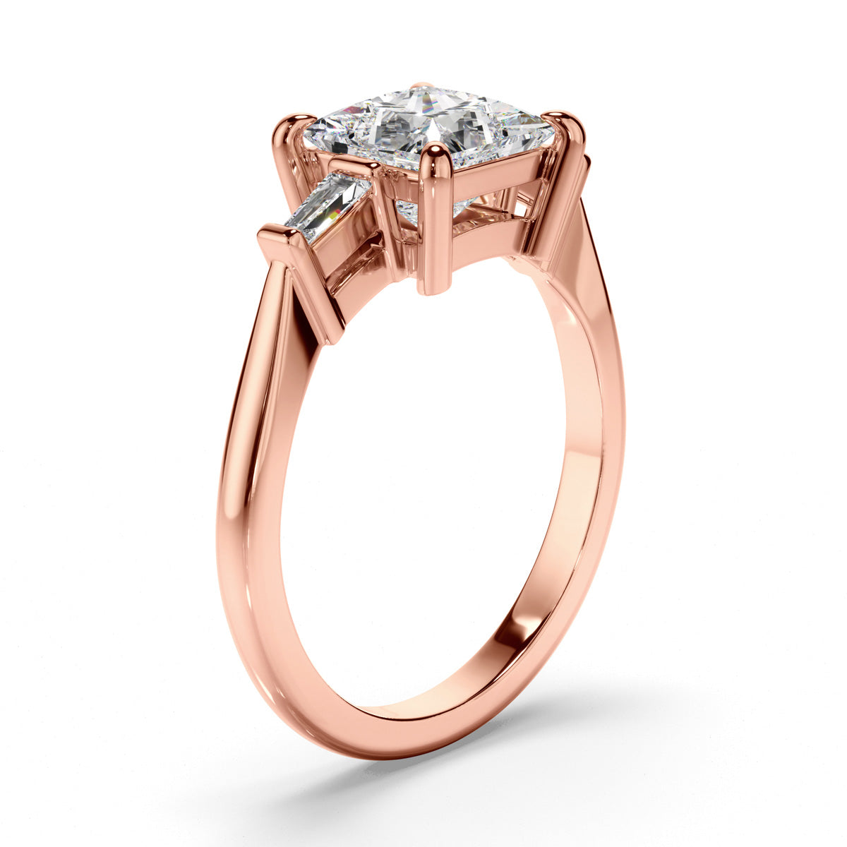 Princess cut engagement rings with baguette side stones deals