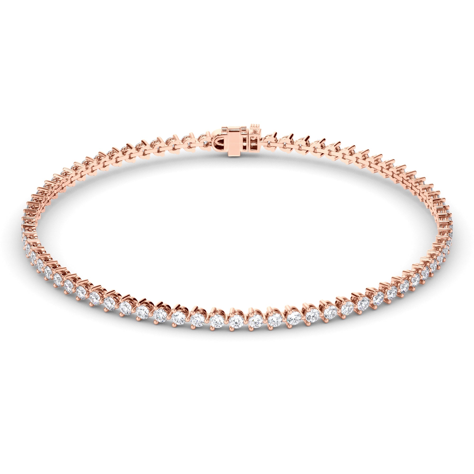 Round Brilliant Cut Natural Mined Diamond Tennis Bracelet