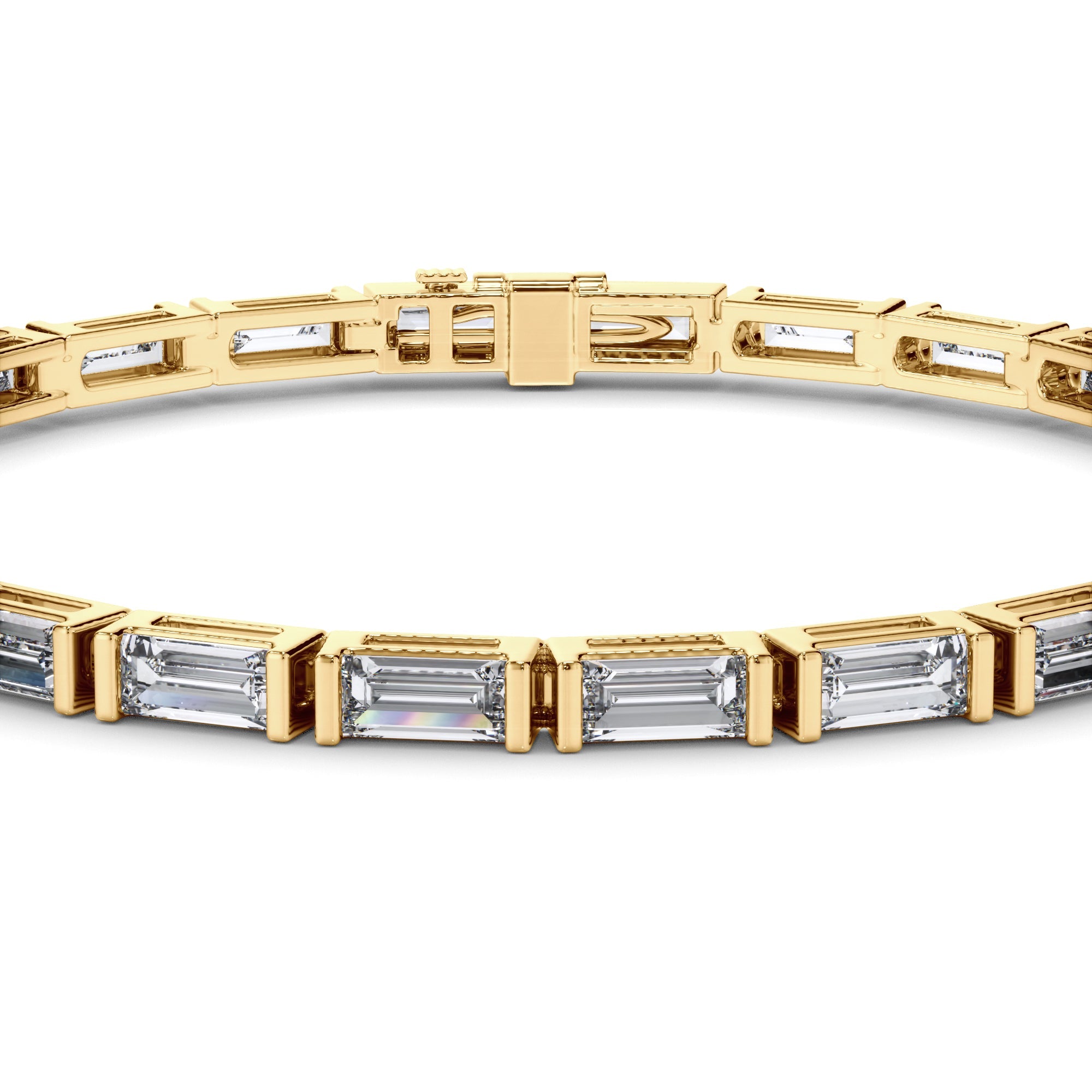 Baguette Cut Natural Mined Diamond Tennis Bracelet