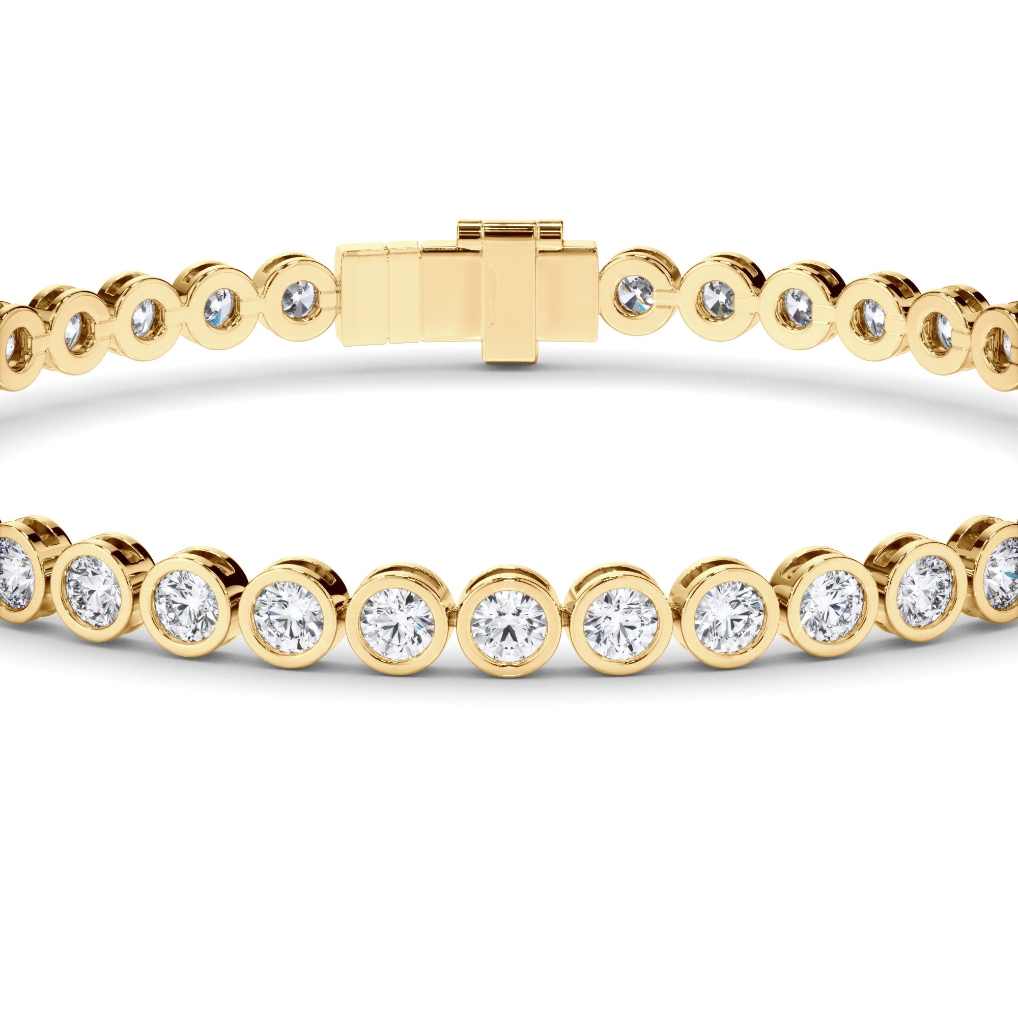 Round Brilliant Cut Natural Mined Diamond Bezel Set Tennis Bracelet