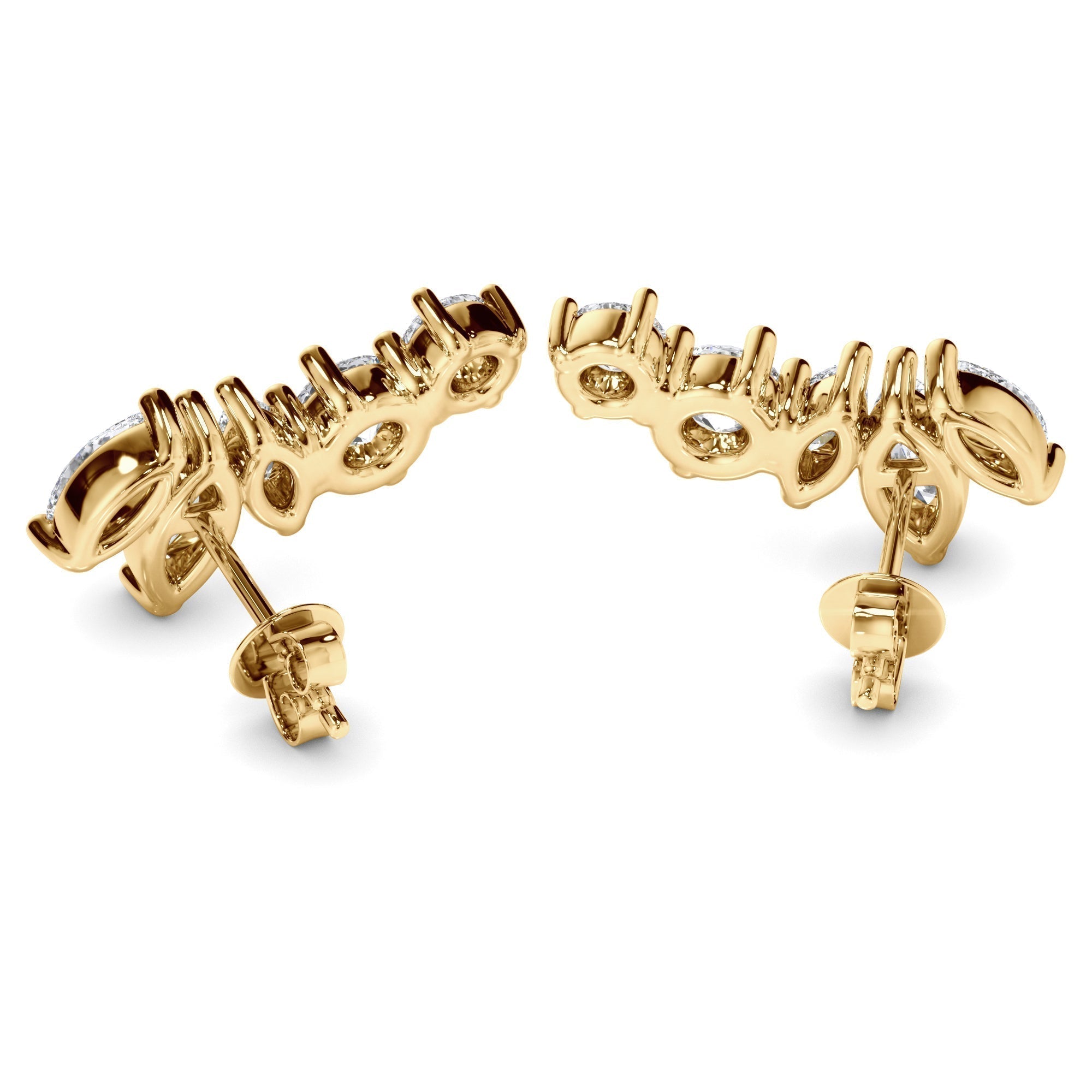 Marquise & Round Brilliant Cut 5-Stone Stud Earrings