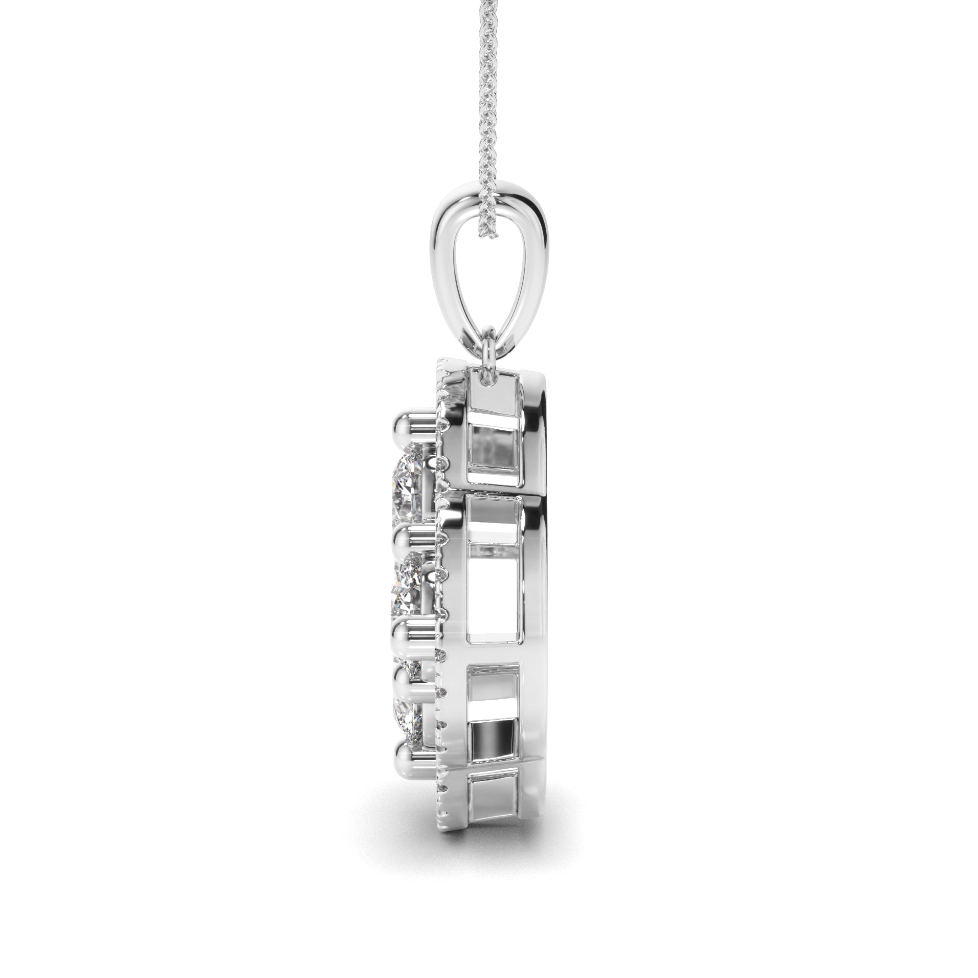 Round Brilliant Cut Diamond Clover Pendant