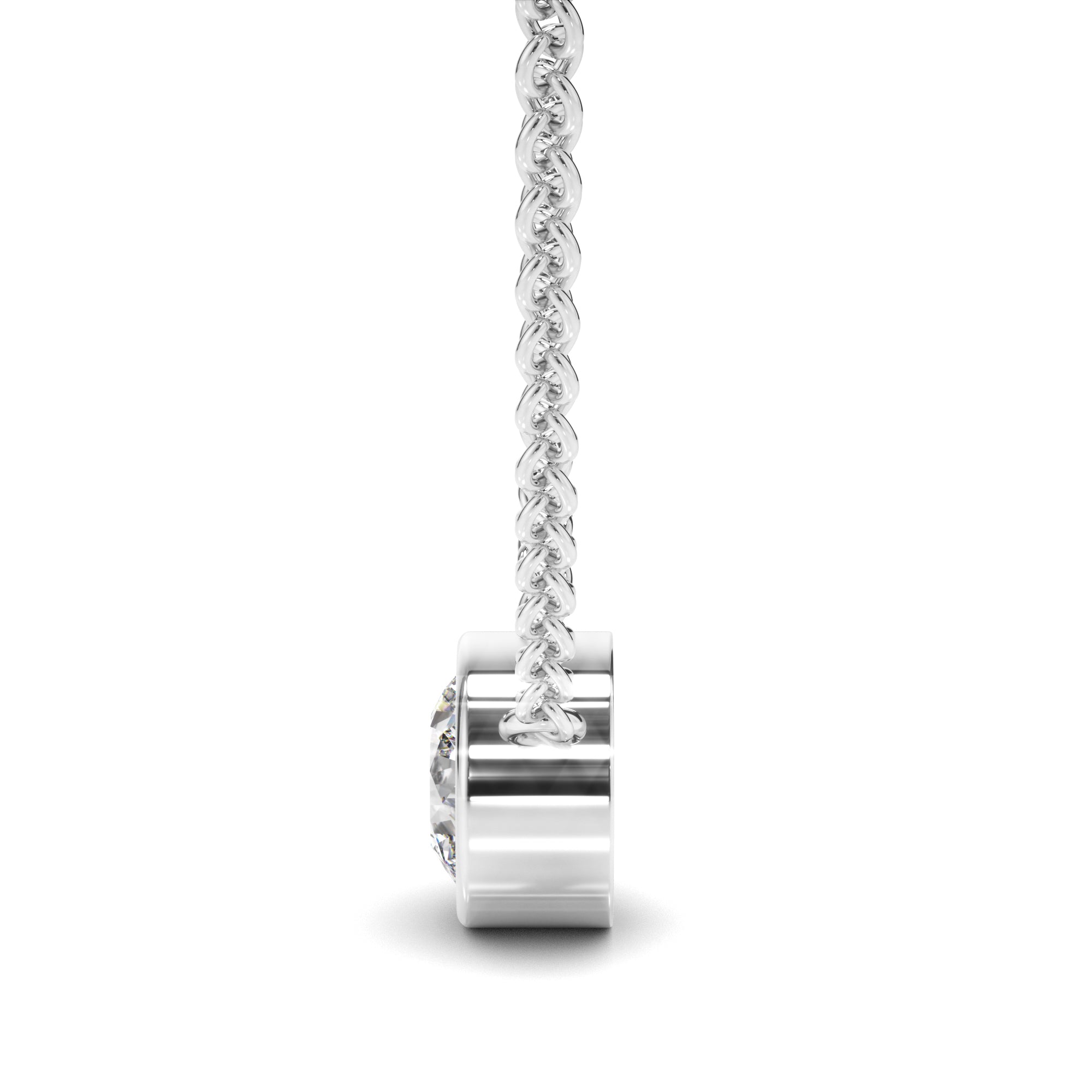 Round Brilliant Cut Diamond Bezel Set Necklet