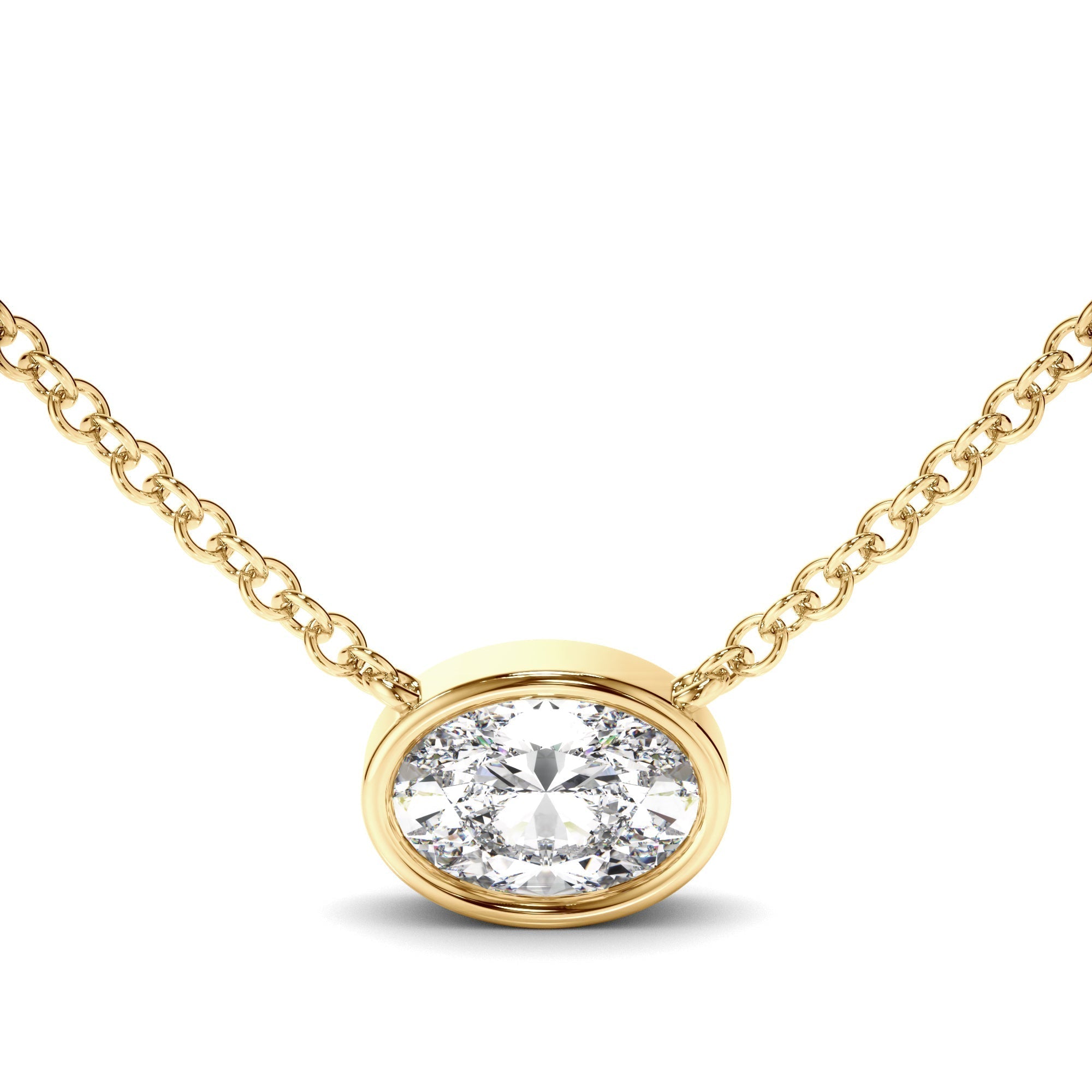 Oval Cut Diamond Bezel Set Necklet