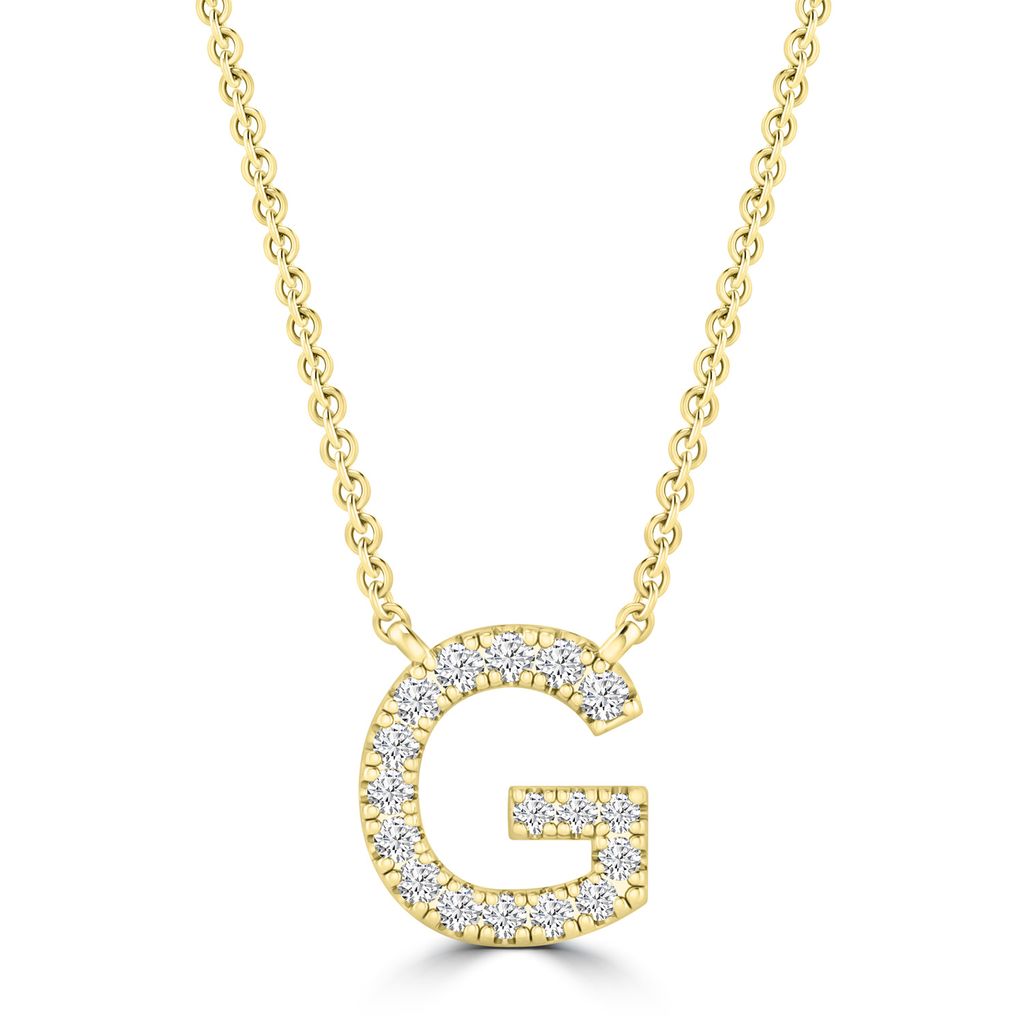 9k Solid Yellow Gold Diamond Initial Necklace
