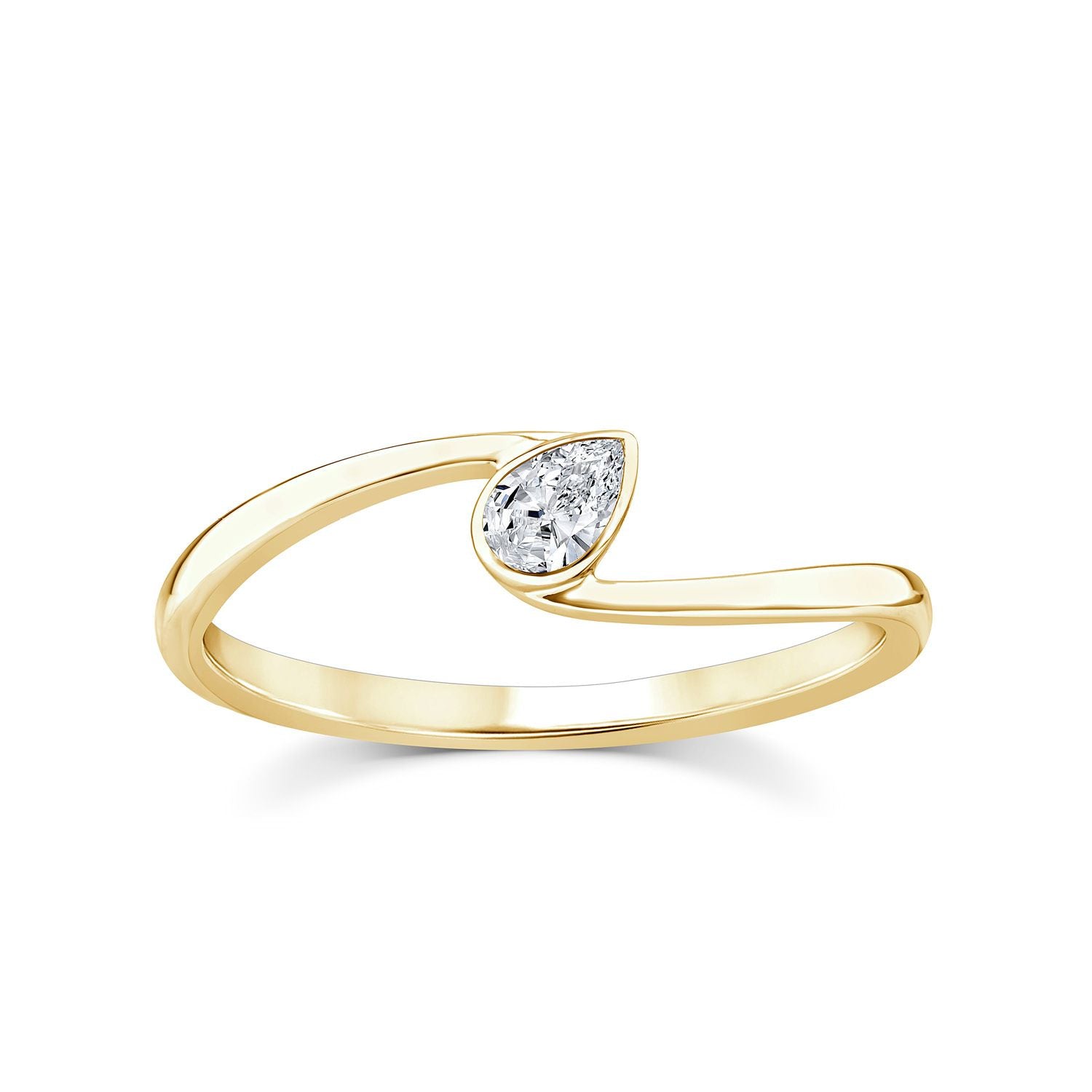 9k Solid Gold Pear Offset Ring