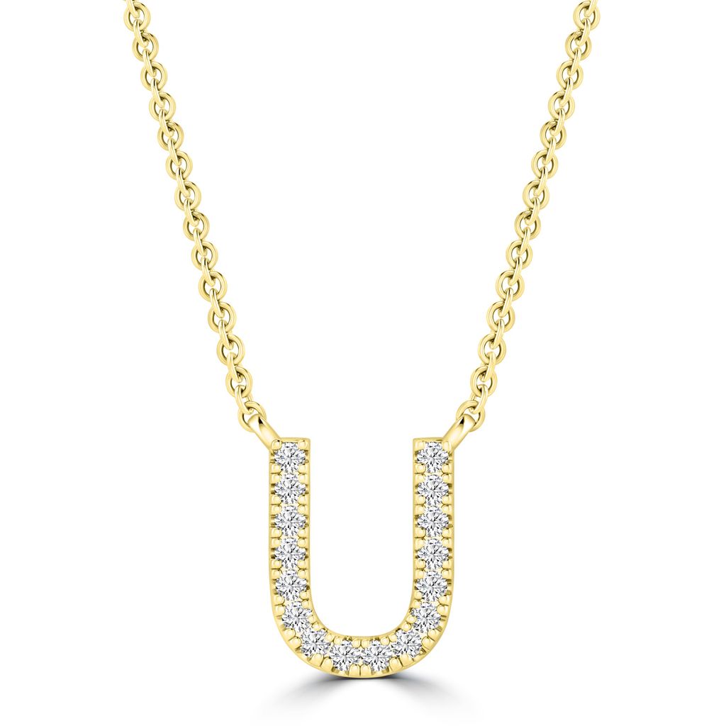 9k Solid Yellow Gold Diamond Initial Necklace