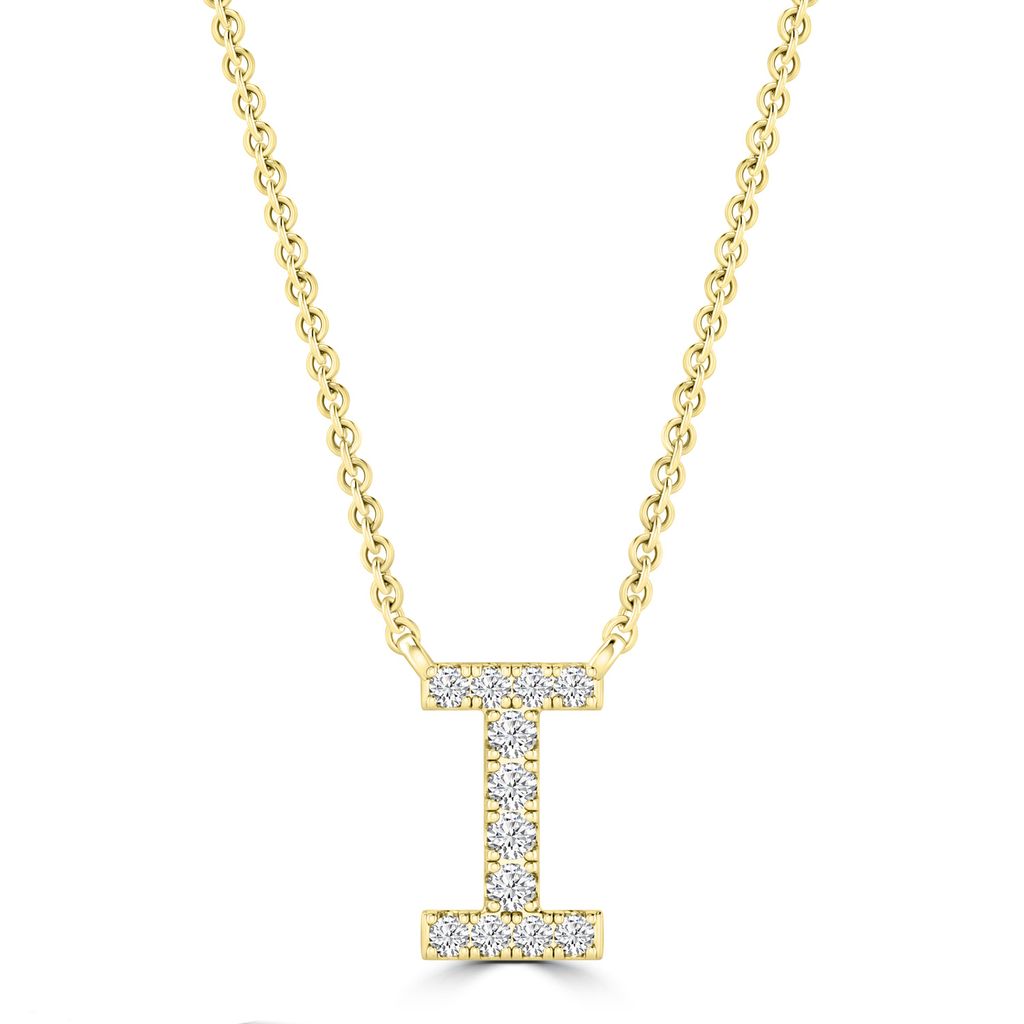 9k Solid Yellow Gold Diamond Initial Necklace