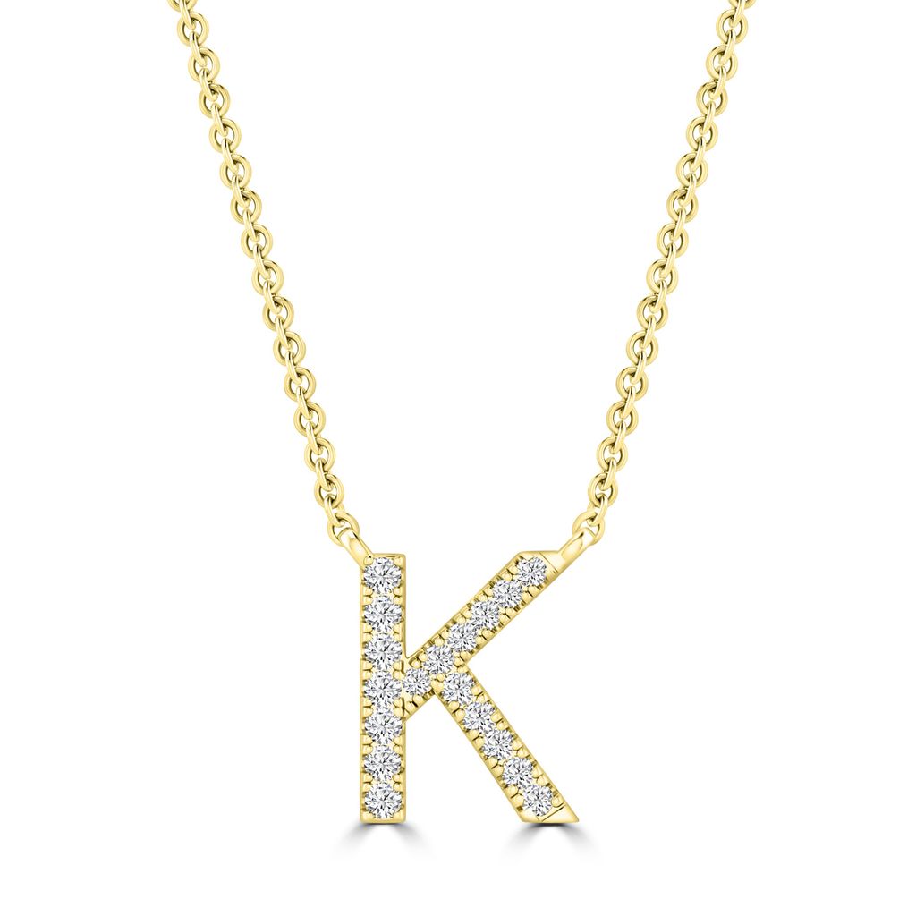 9k Solid Yellow Gold Diamond Initial Necklace