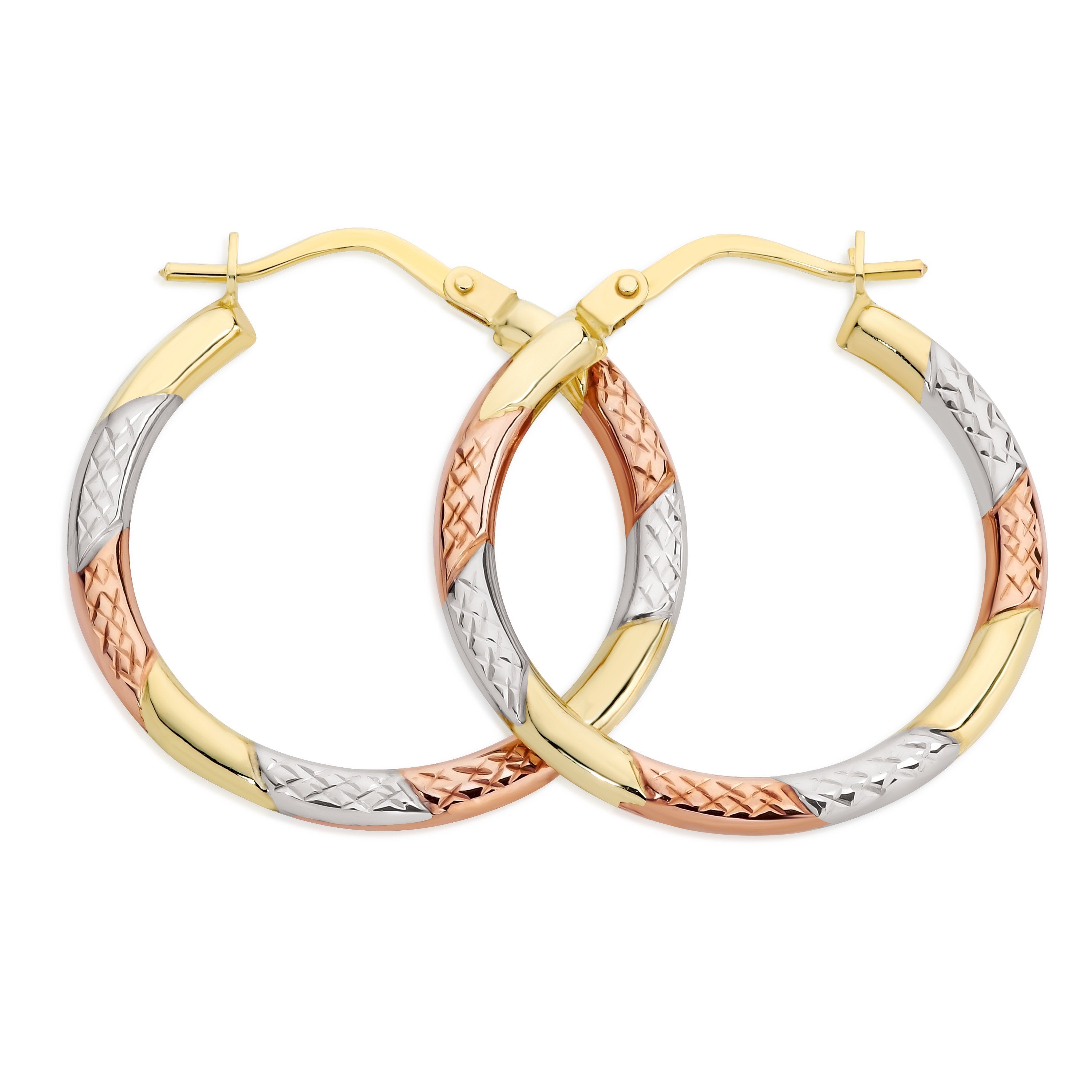 9ct Gold 3-Tone Hoops 20mm