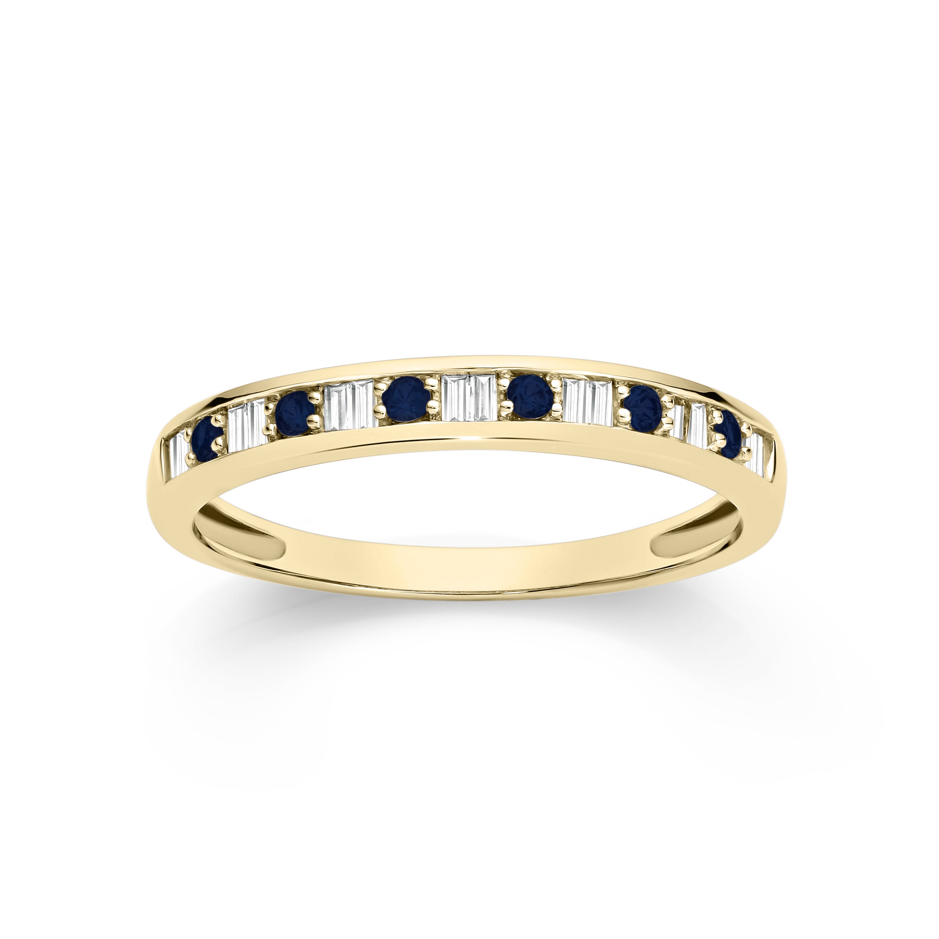 9ct Yellow Gold Sapphire Baguette Diamond Ring