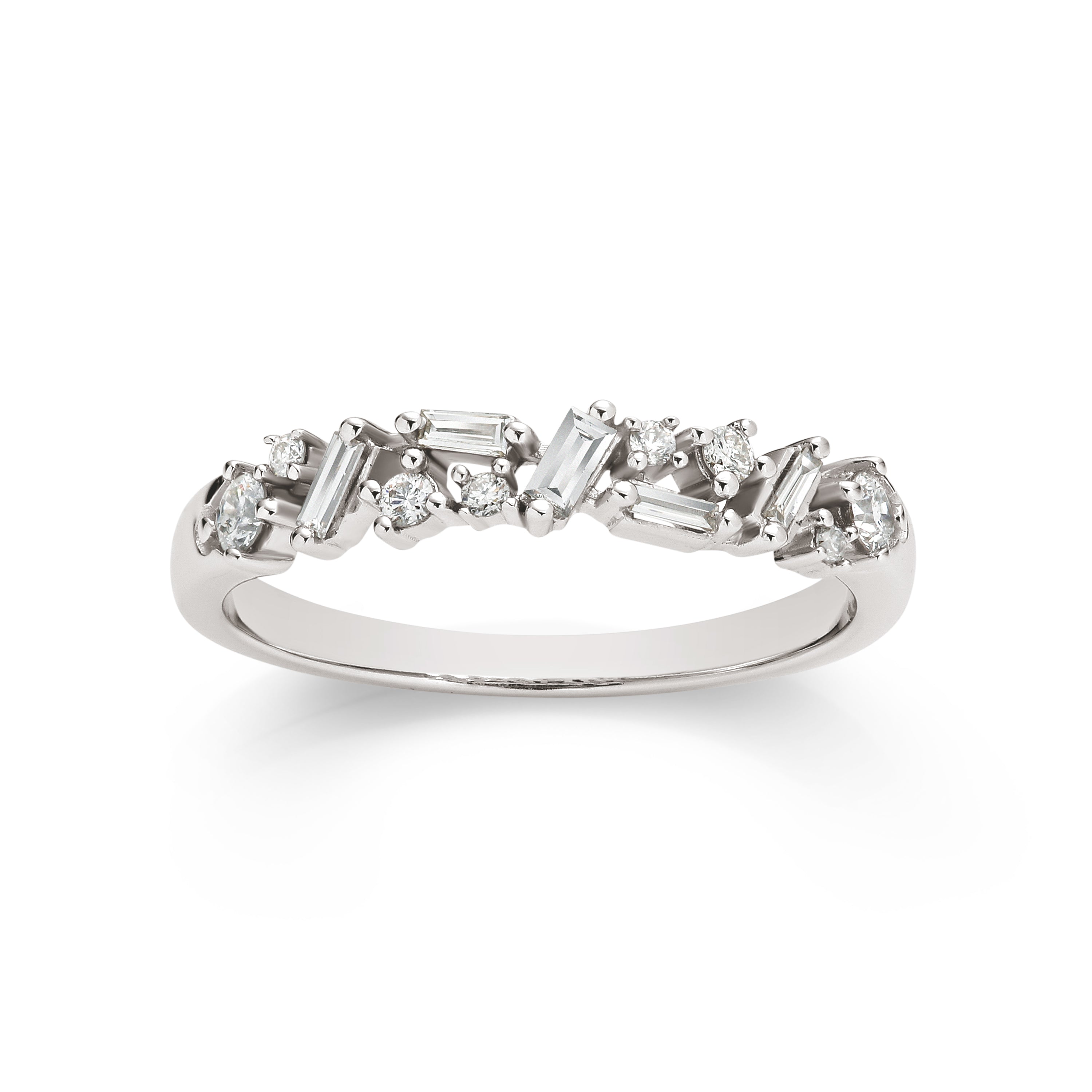 9ct White Gold Diamond Baguette claw set scatter ring