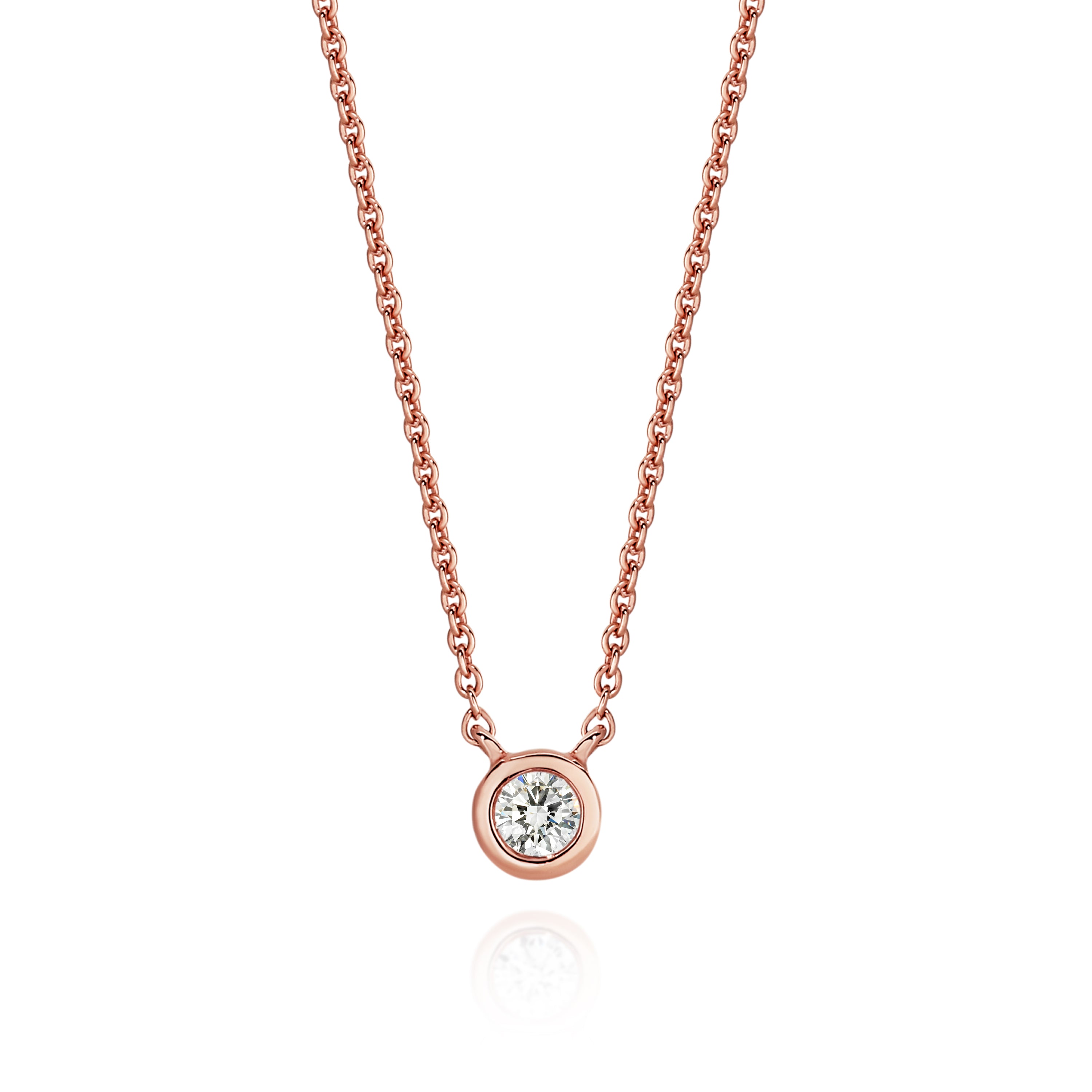 9ct Rose Gold Bezel Set Diamond Necklet