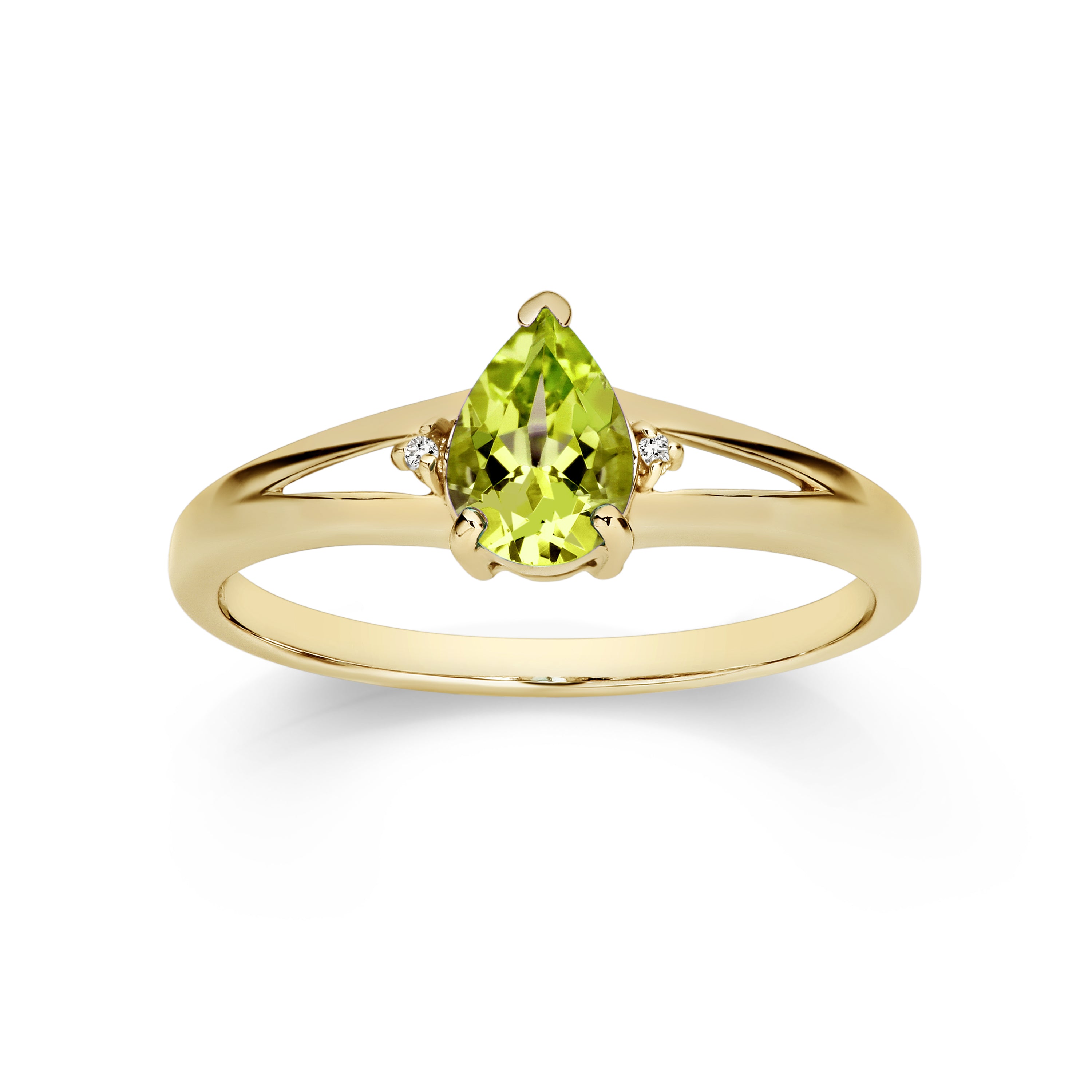 9ct Yellow Gold Peridot Diamond Ring
