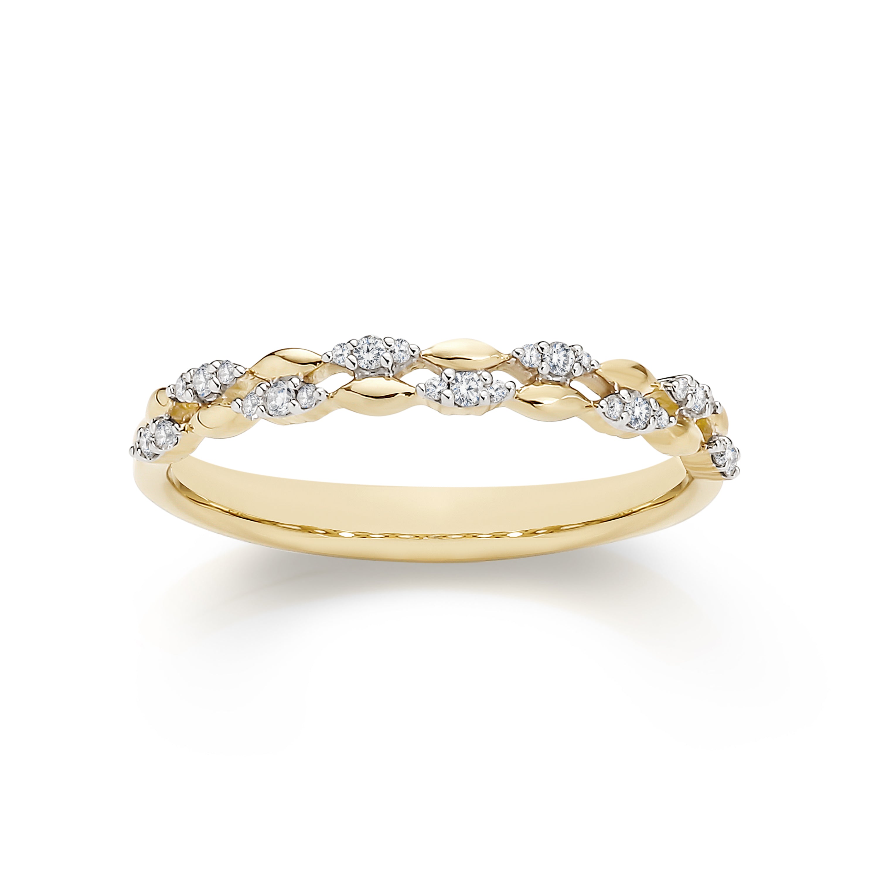 Yellow Gold and Diamond Double Row Ring