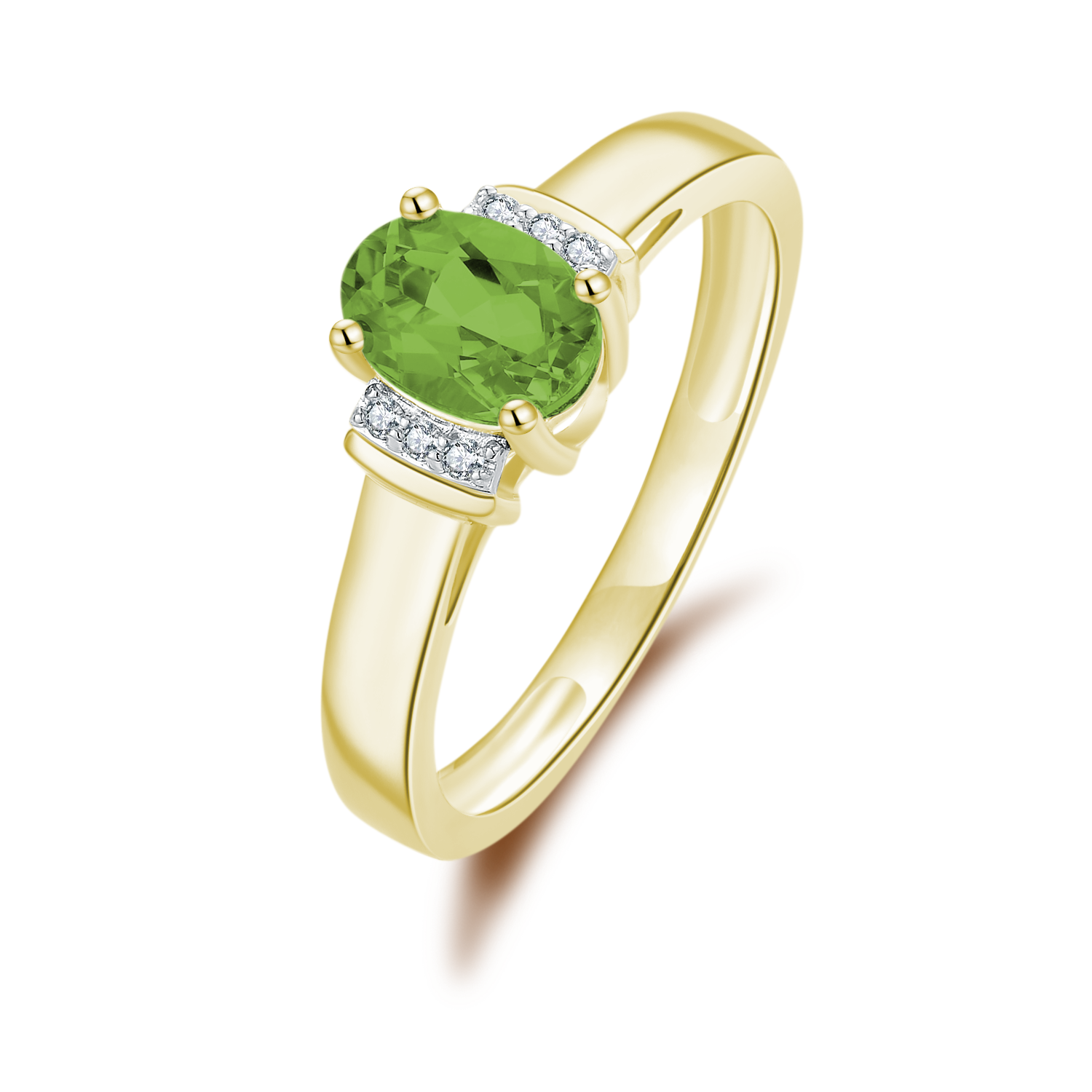 Peridot & Diamond Yellow Gold Ring