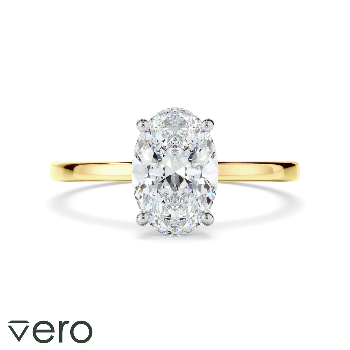 1ct Oval Cut Lab Grown Diamond Ring Set in 18ct Yellow Gold